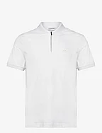 SMOOTH COTTON WELT ZIP POLO - BRIGHT WHITE