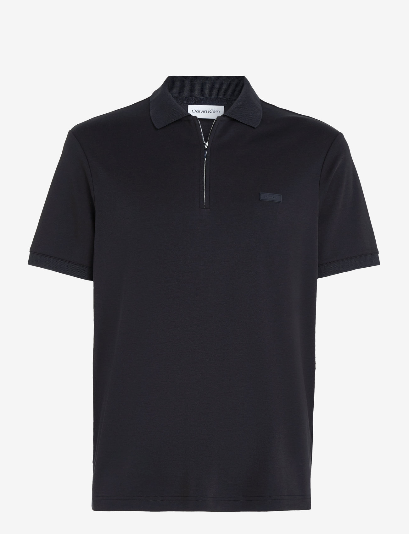 Calvin Klein - SMOOTH COTTON WELT ZIP POLO - polo marškinėliai trumpomis rankovėmis - ck black - 0