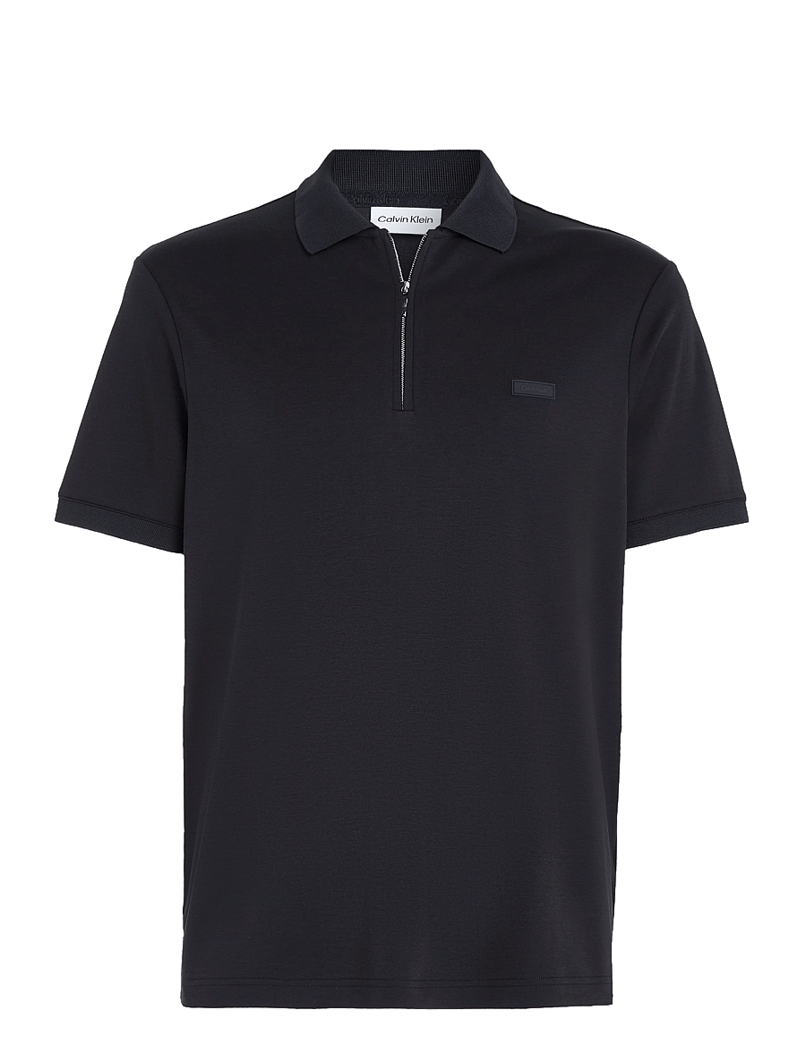 Calvin Klein - SMOOTH COTTON WELT ZIP POLO - polo krekli ar īsām piedurknēm - ck black - 1