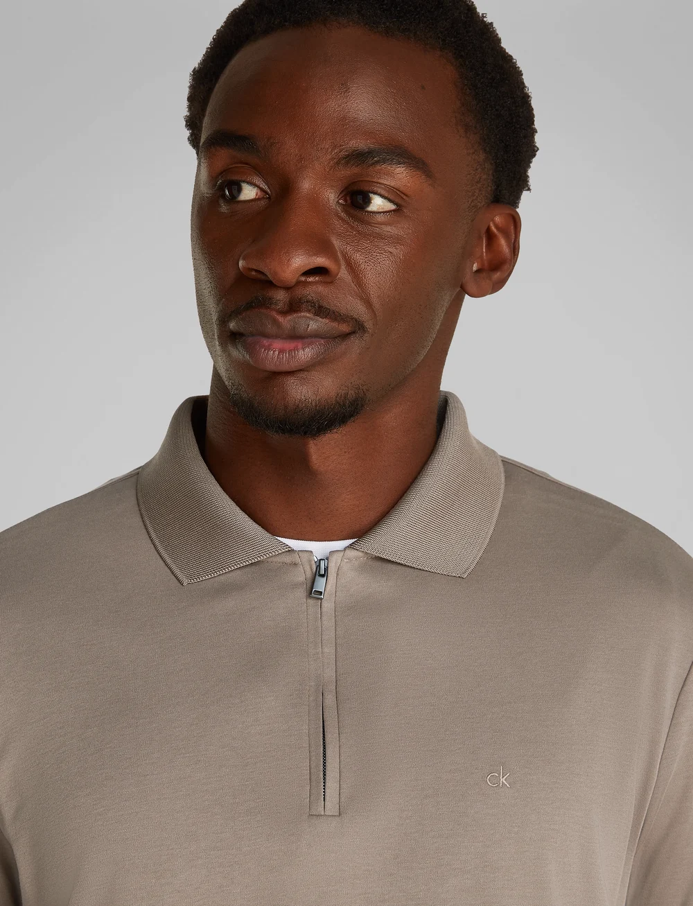 Calvin Klein - SMOOTH COTTON WELT ZIP POLO - kortærmede poloer - fossil - 2