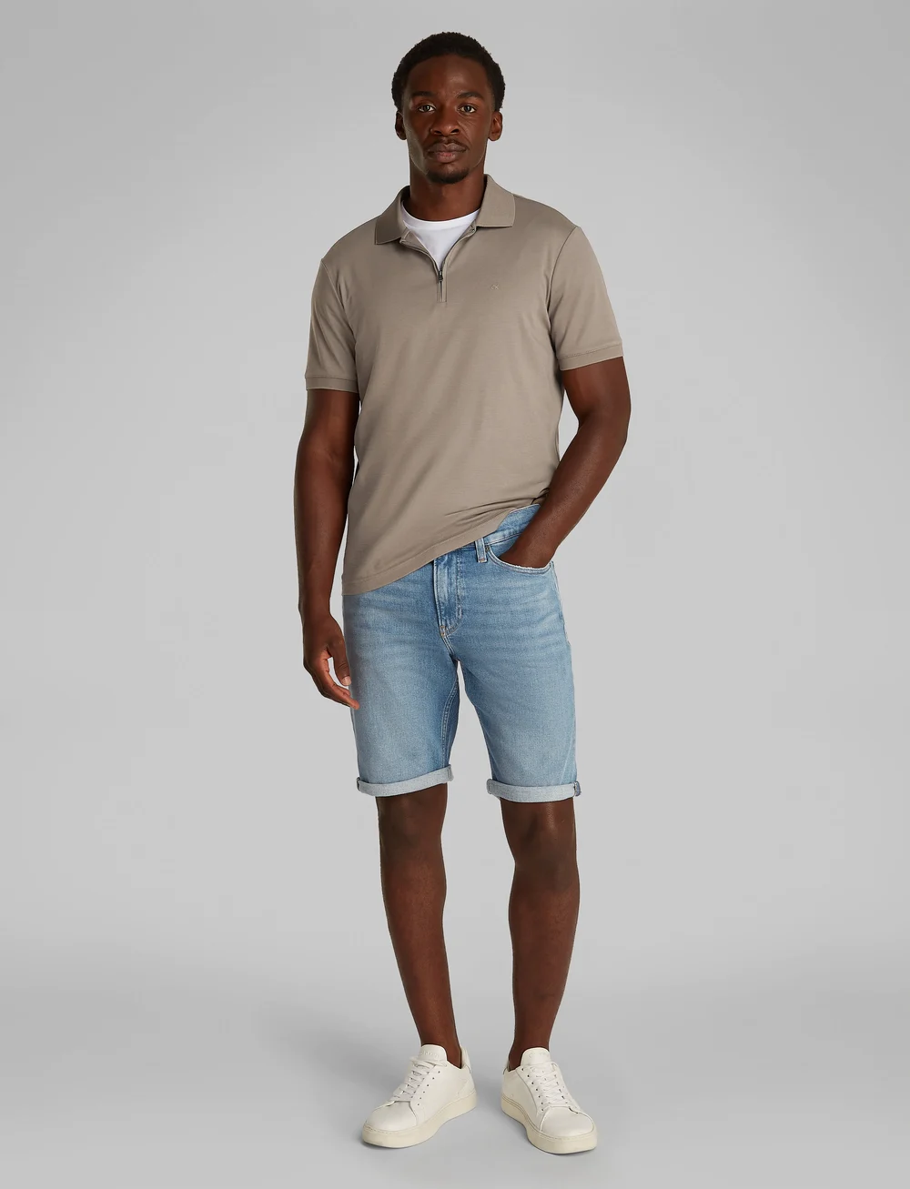 Calvin Klein - SMOOTH COTTON WELT ZIP POLO - kortærmede poloer - fossil - 3