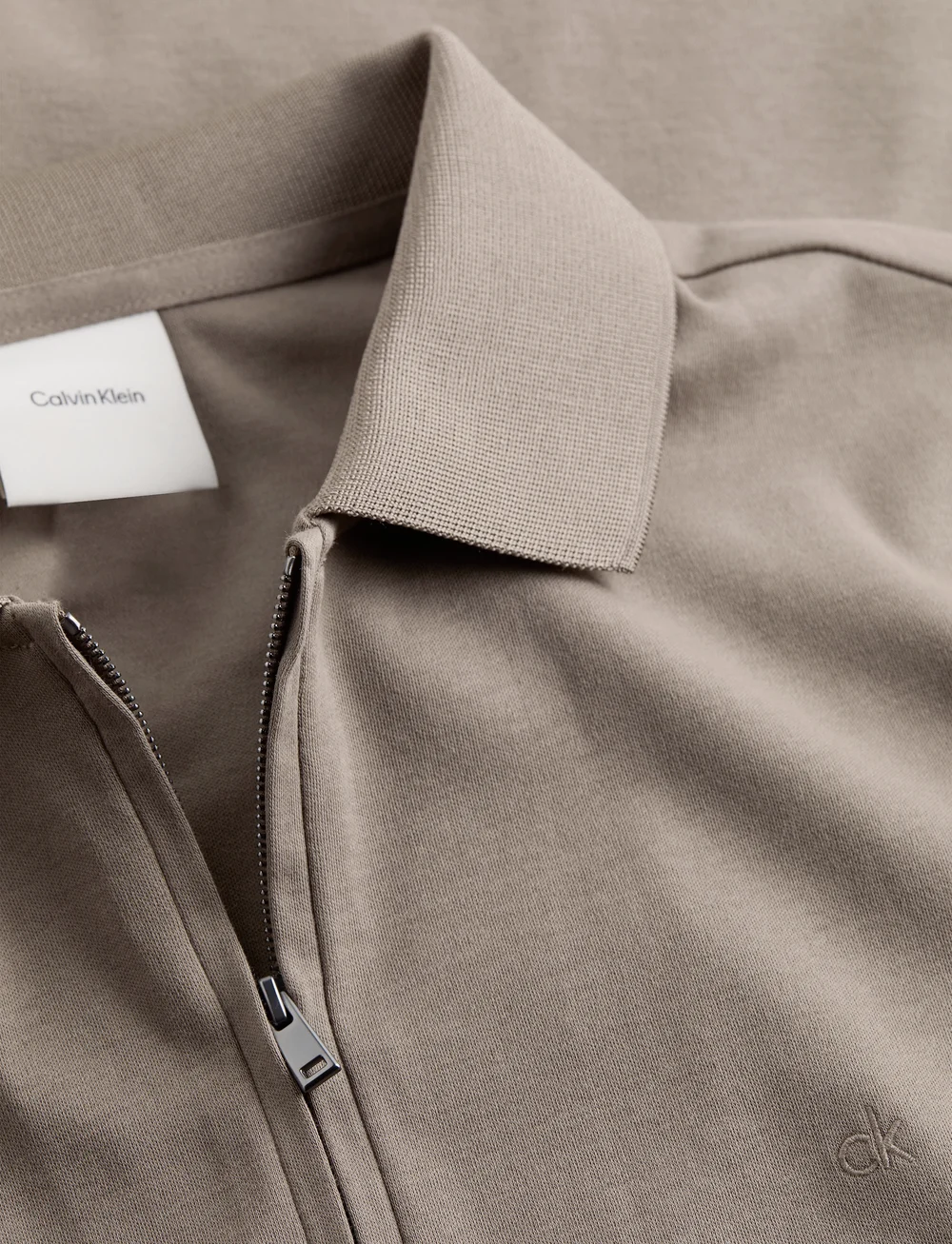 Calvin Klein - SMOOTH COTTON WELT ZIP POLO - kortærmede poloer - fossil - 4