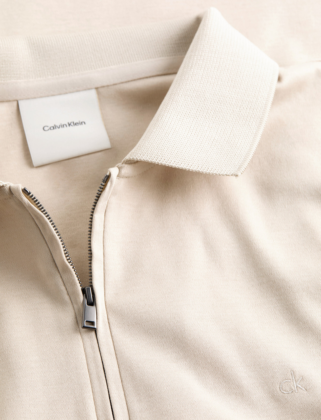 Calvin Klein - LIQUID TOUCH WELT ZIP POLO - lühikeste varrukatega polod - oatmeal - 4