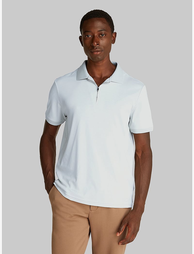 Calvin Klein - SMOOTH COTTON WELT ZIP POLO - kortærmede poloer - smoke - 0
