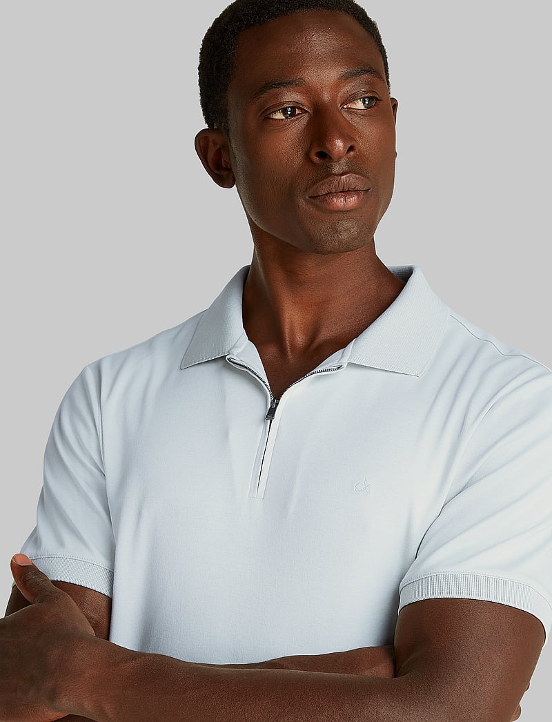 Calvin Klein - SMOOTH COTTON WELT ZIP POLO - kortærmede poloer - smoke - 3