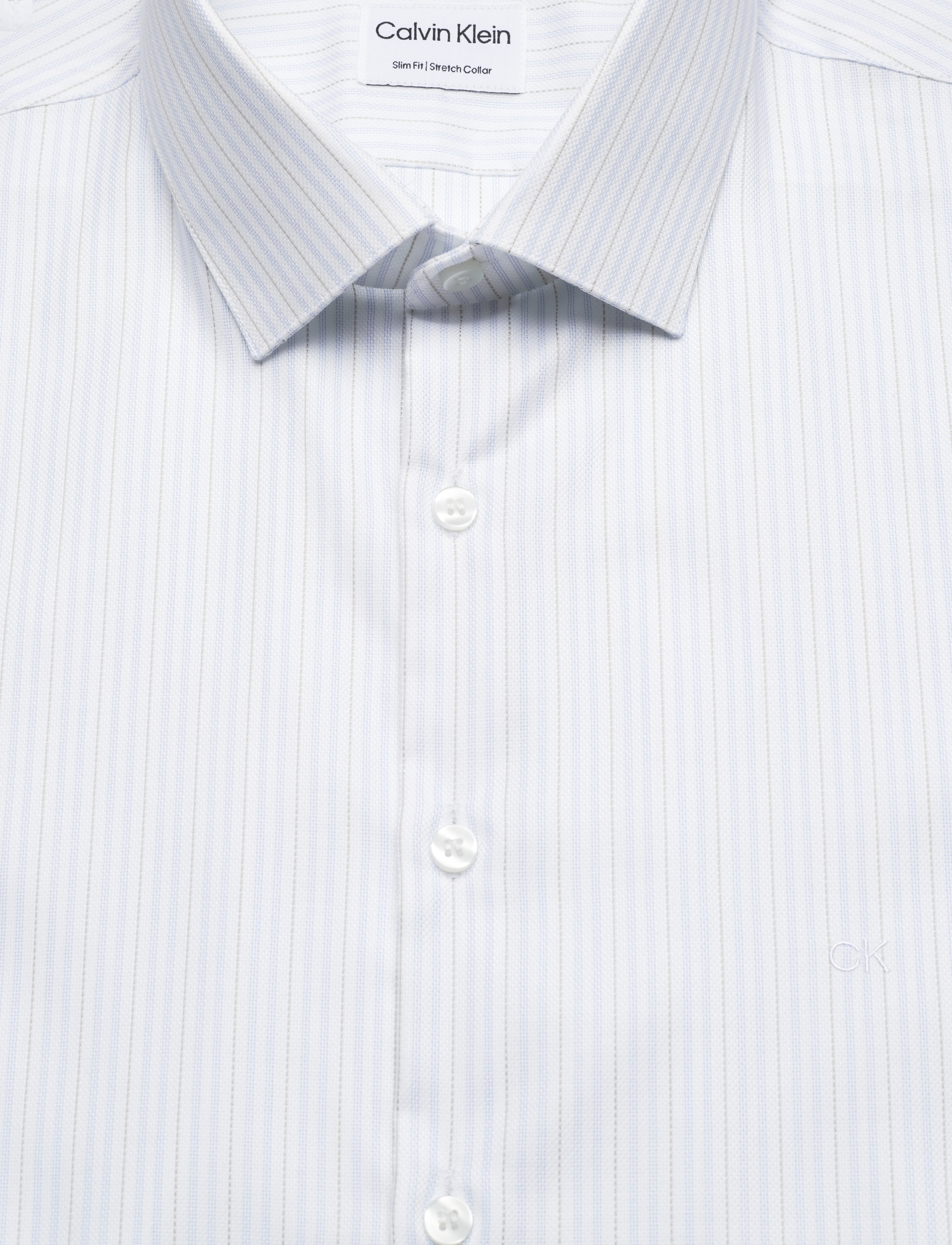 Calvin Klein - STRETCH COLLAR STRIPE SLIM SHIRT - bright white - 2