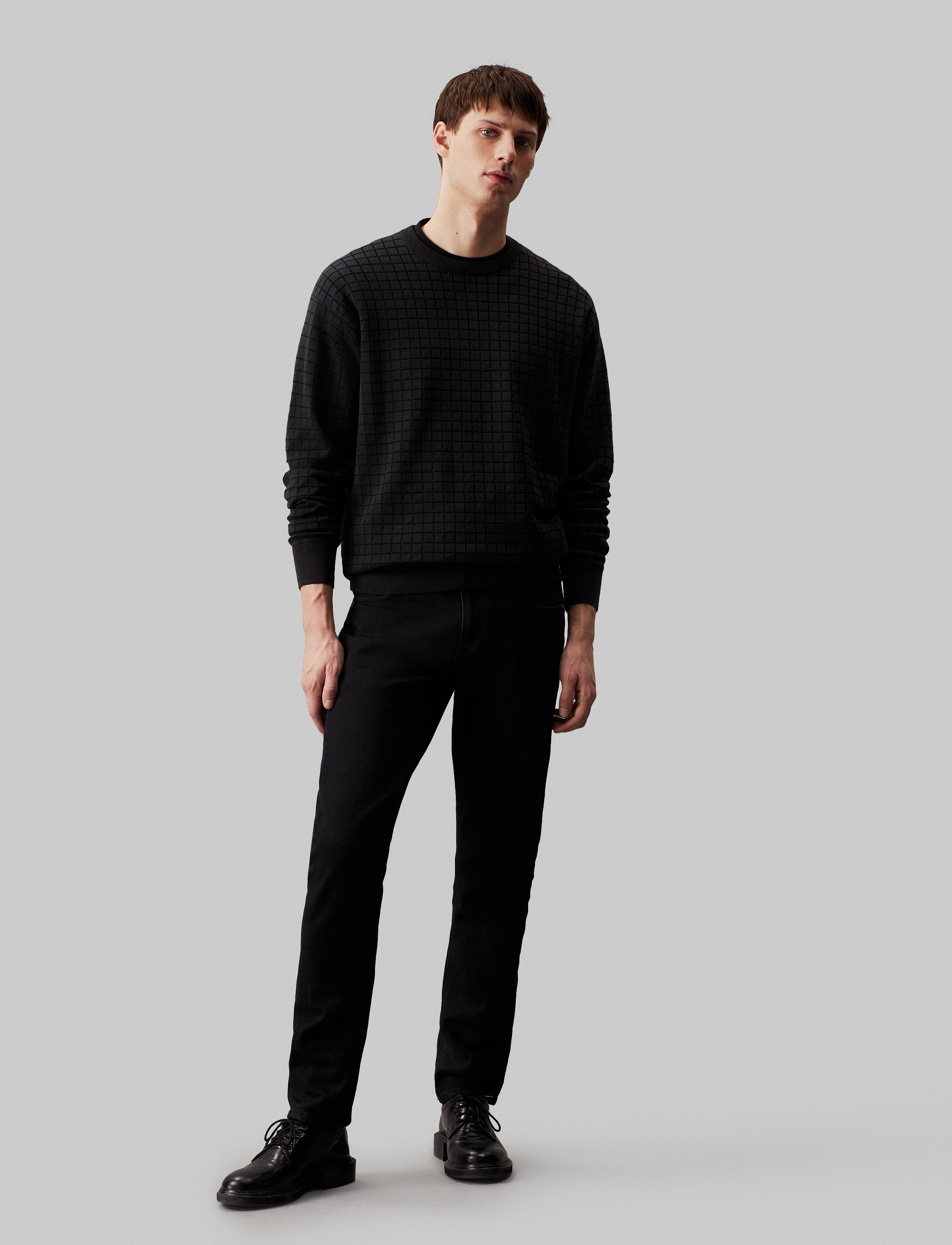 Calvin Klein - CHECK PATTERN SWEATER - ck black - 3