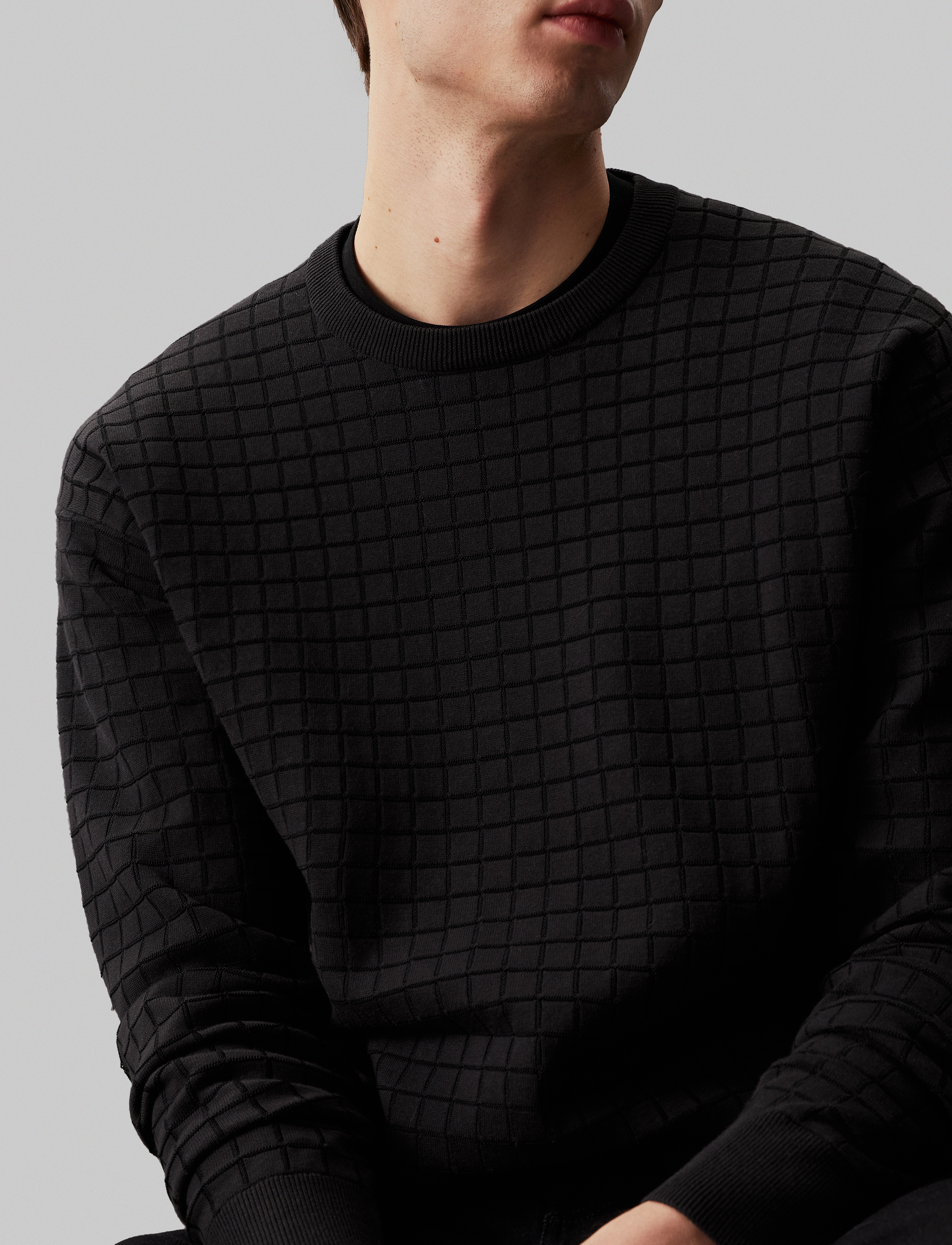 Calvin Klein - CHECK PATTERN SWEATER - ck black - 5