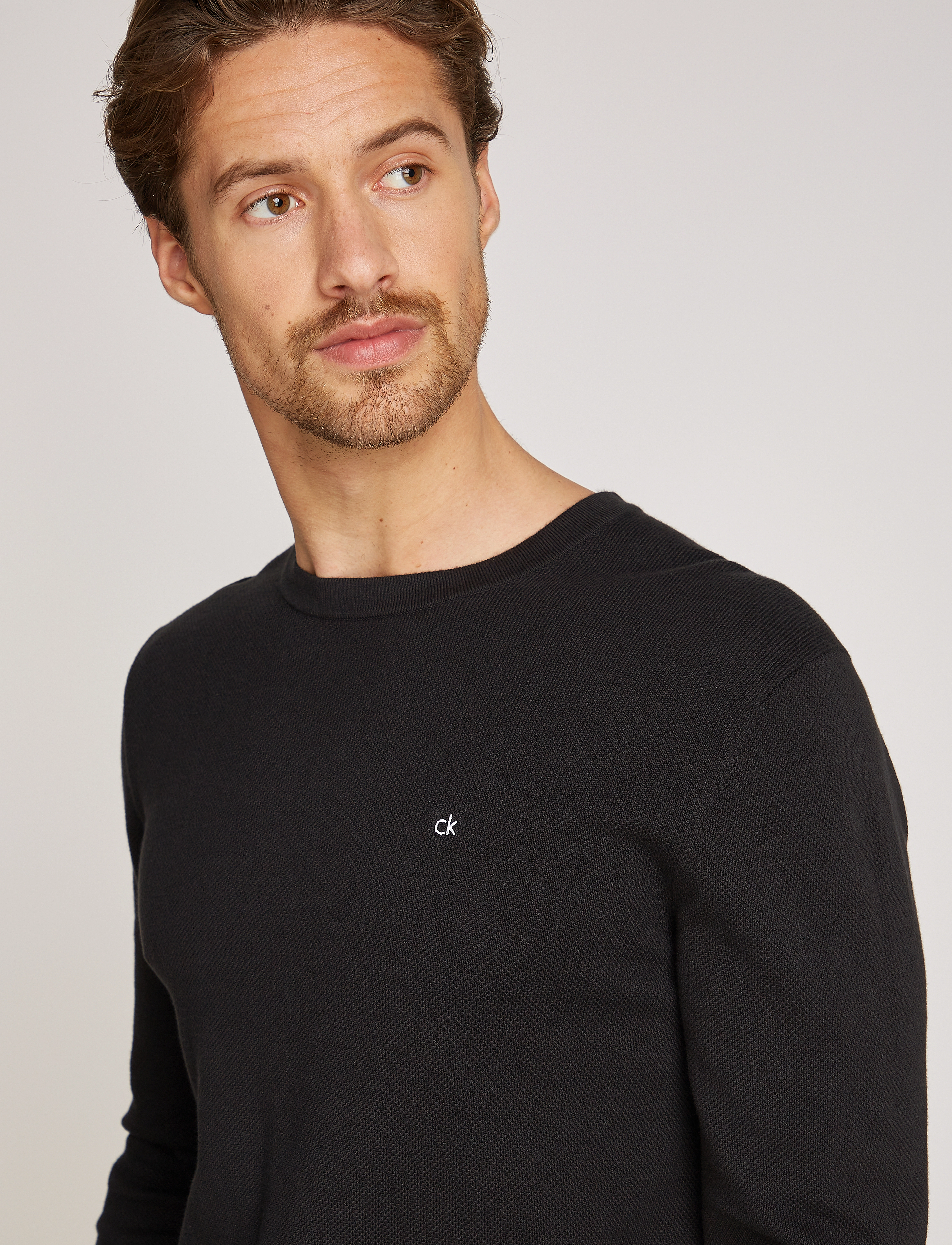 Calvin Klein - MICRO PIQUE STRUCTURE SWEATER - ck black - 3