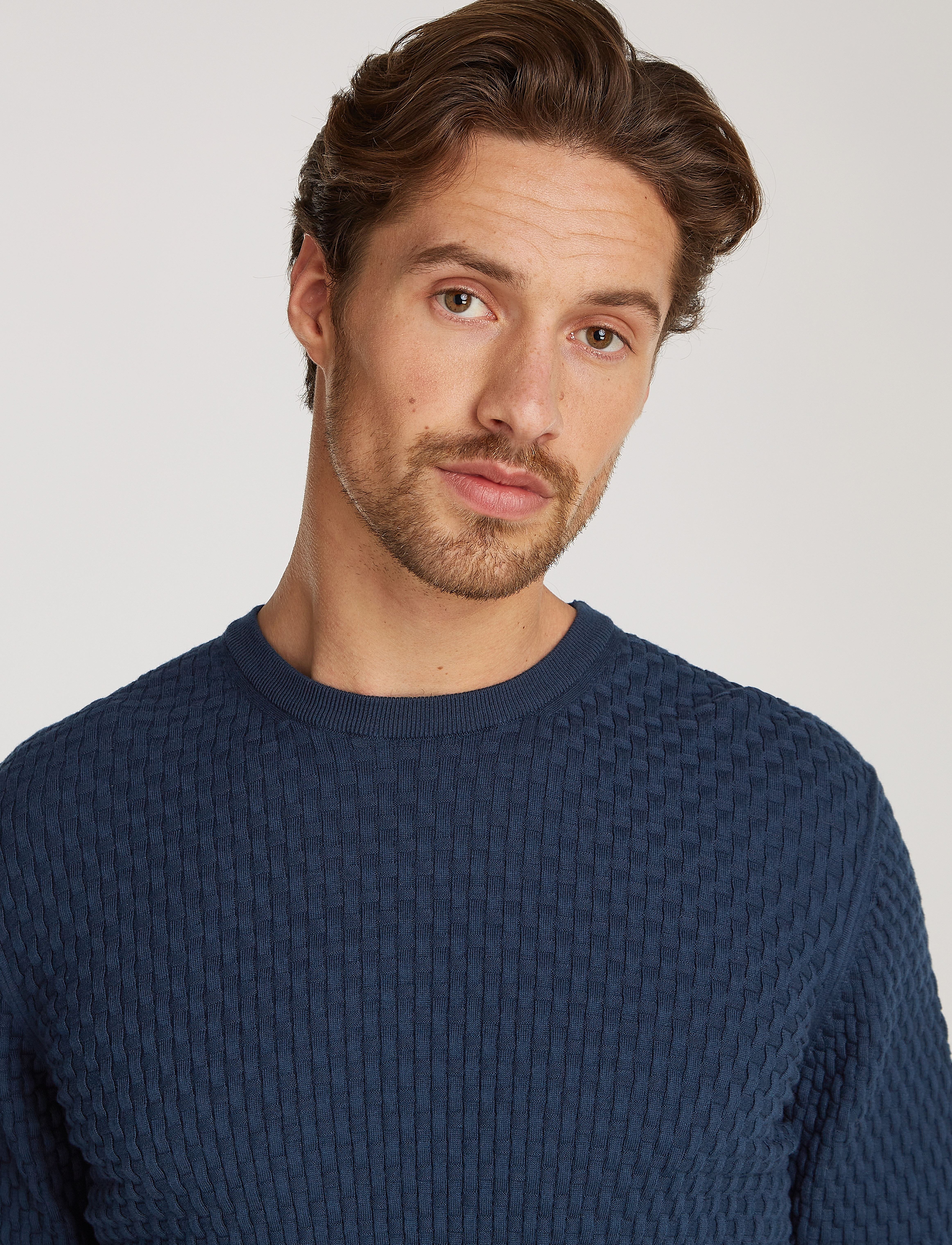 Calvin Klein - SMALL BASQUET WEAVE CN SWEATER - ink - 3