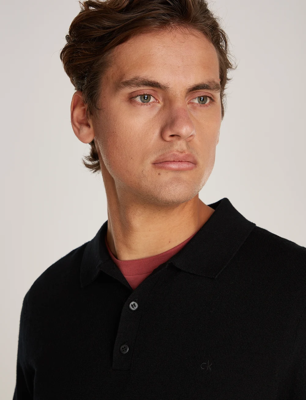 Calvin Klein - MERINO RWS POLO SWEATER - v-ausschnitt - ck black - 2