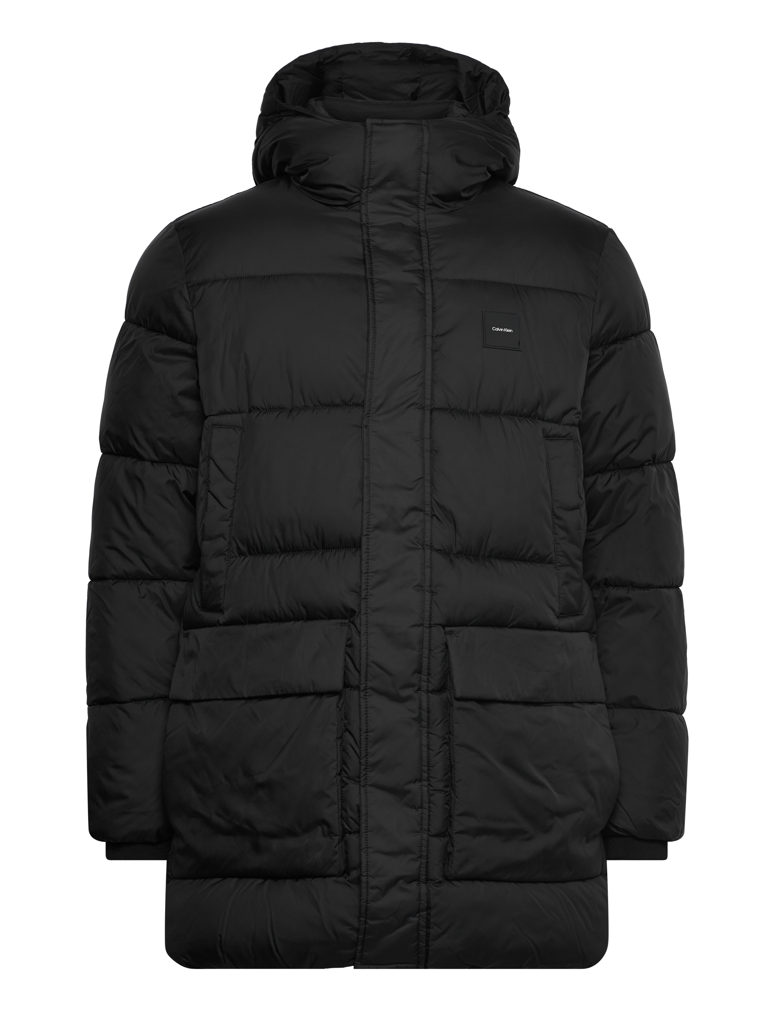 Calvin Klein - LONG HOODED QUILT PUFFER MW - ck black - 1