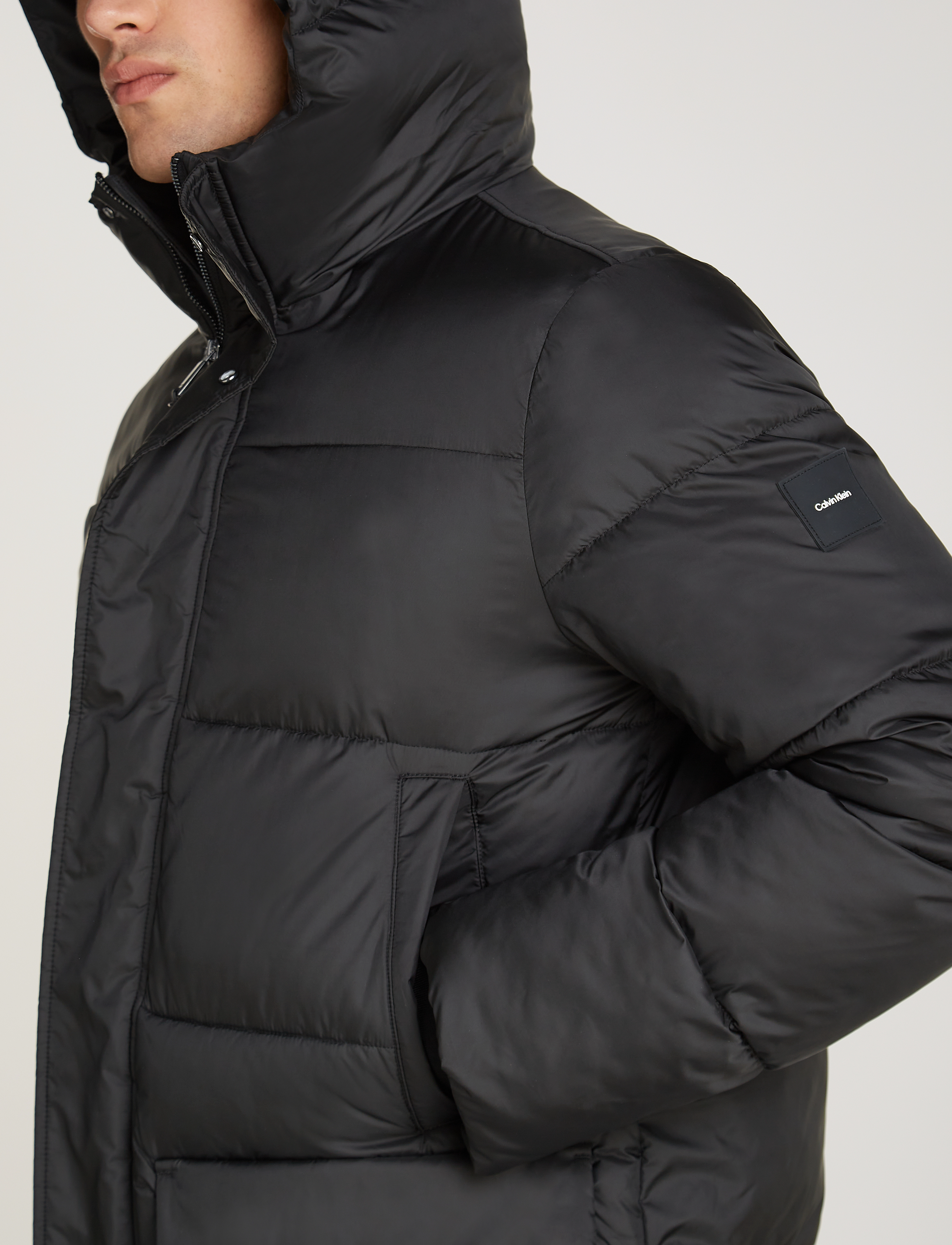 Calvin Klein - LONG HOODED QUILT PUFFER MW - ck black - 3