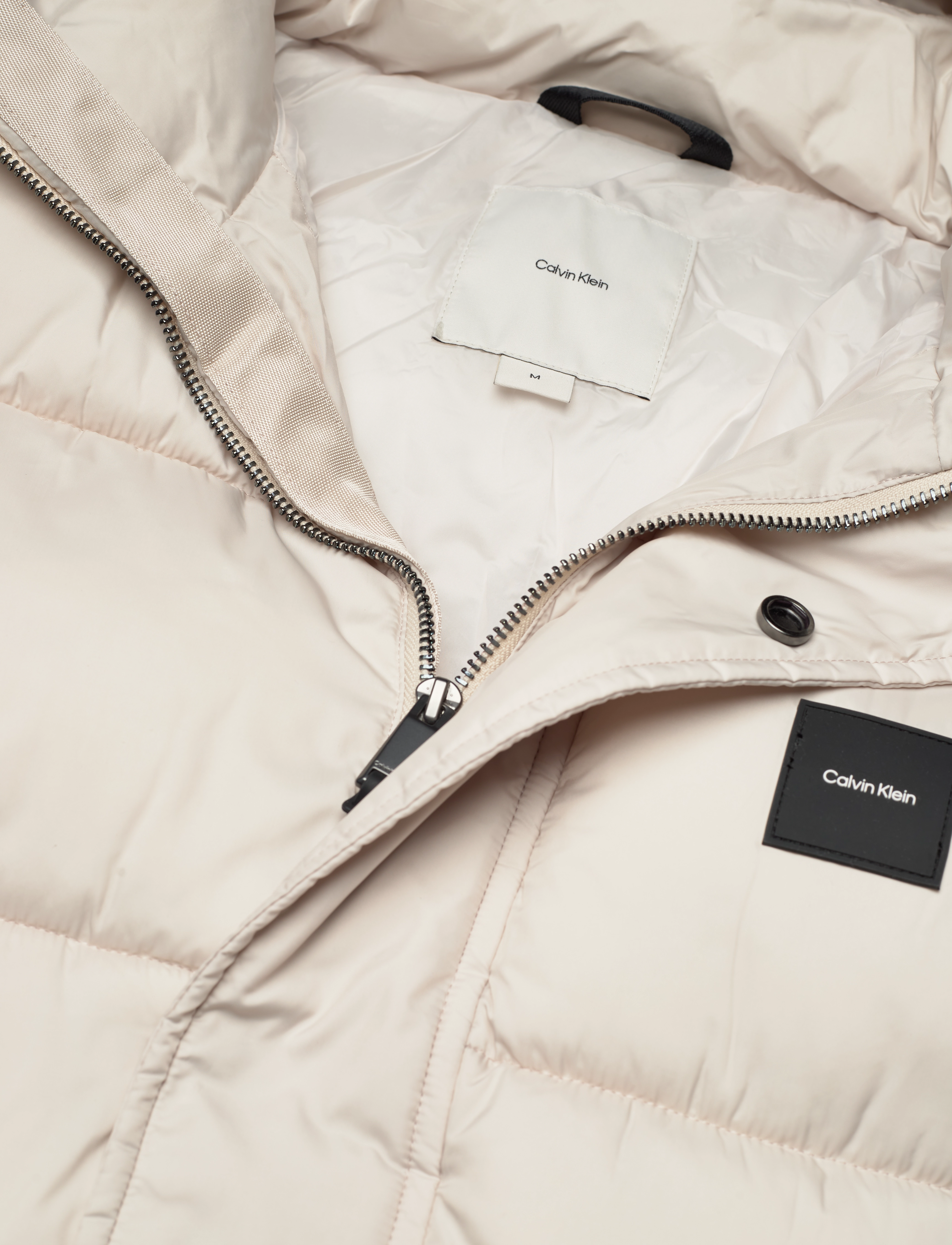 Calvin Klein - LONG HOODED QUILT PUFFER MW - stony beige - 2