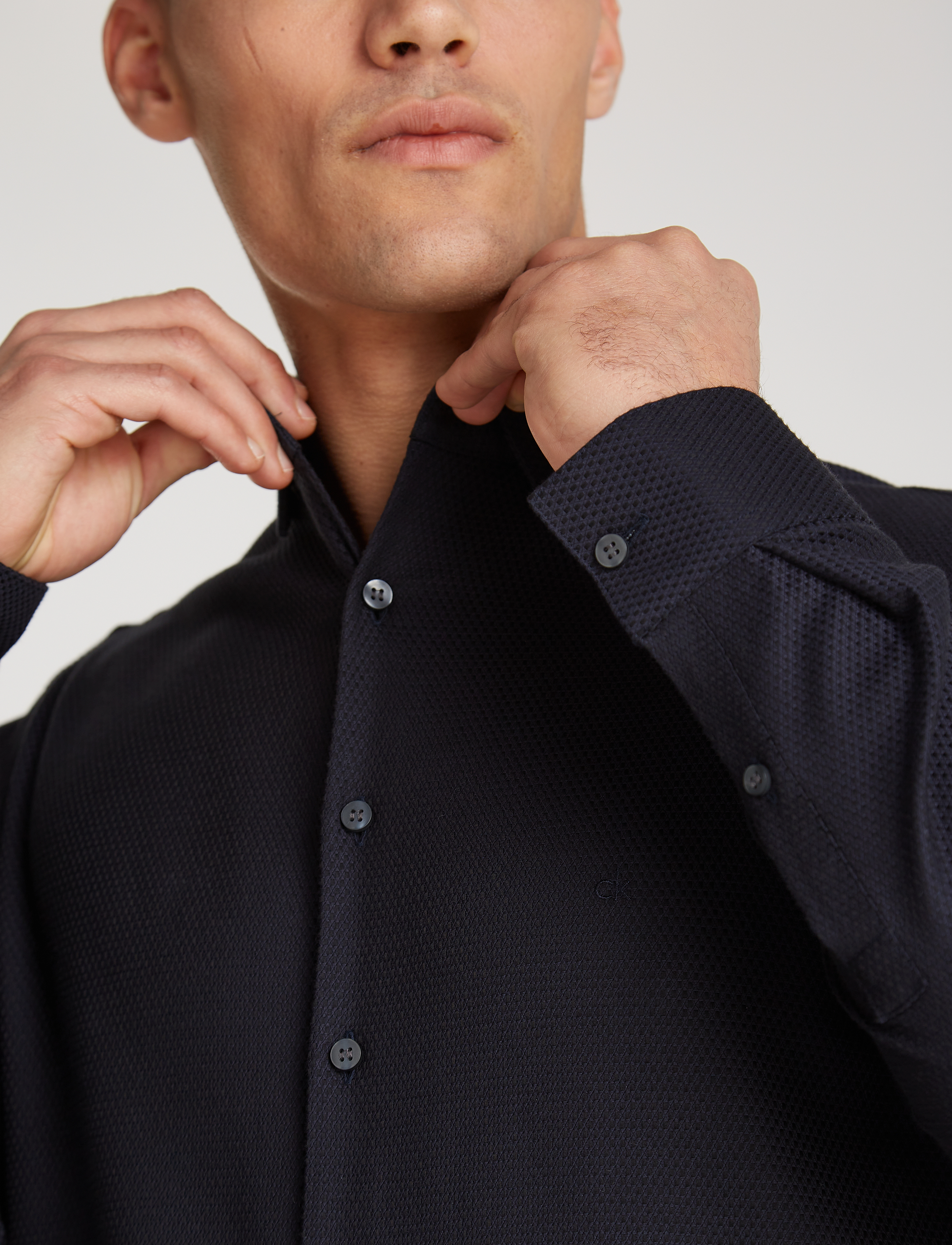 Calvin Klein - NON IRON TONAL DOBBY SLIM SHIRT - night sky - 4