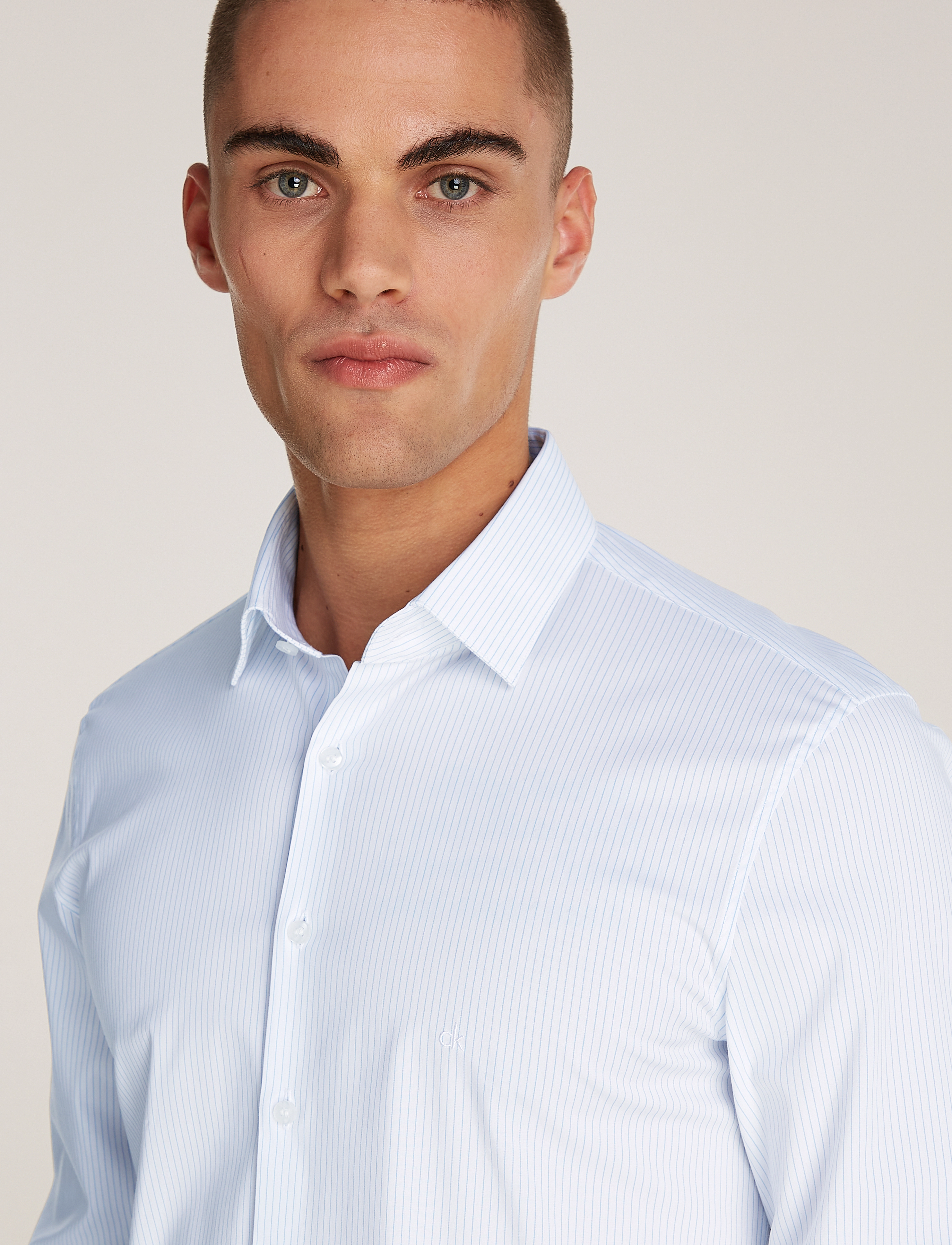 Calvin Klein - POPLIN STRIPE SLIM SHIRT - vista blue - 3