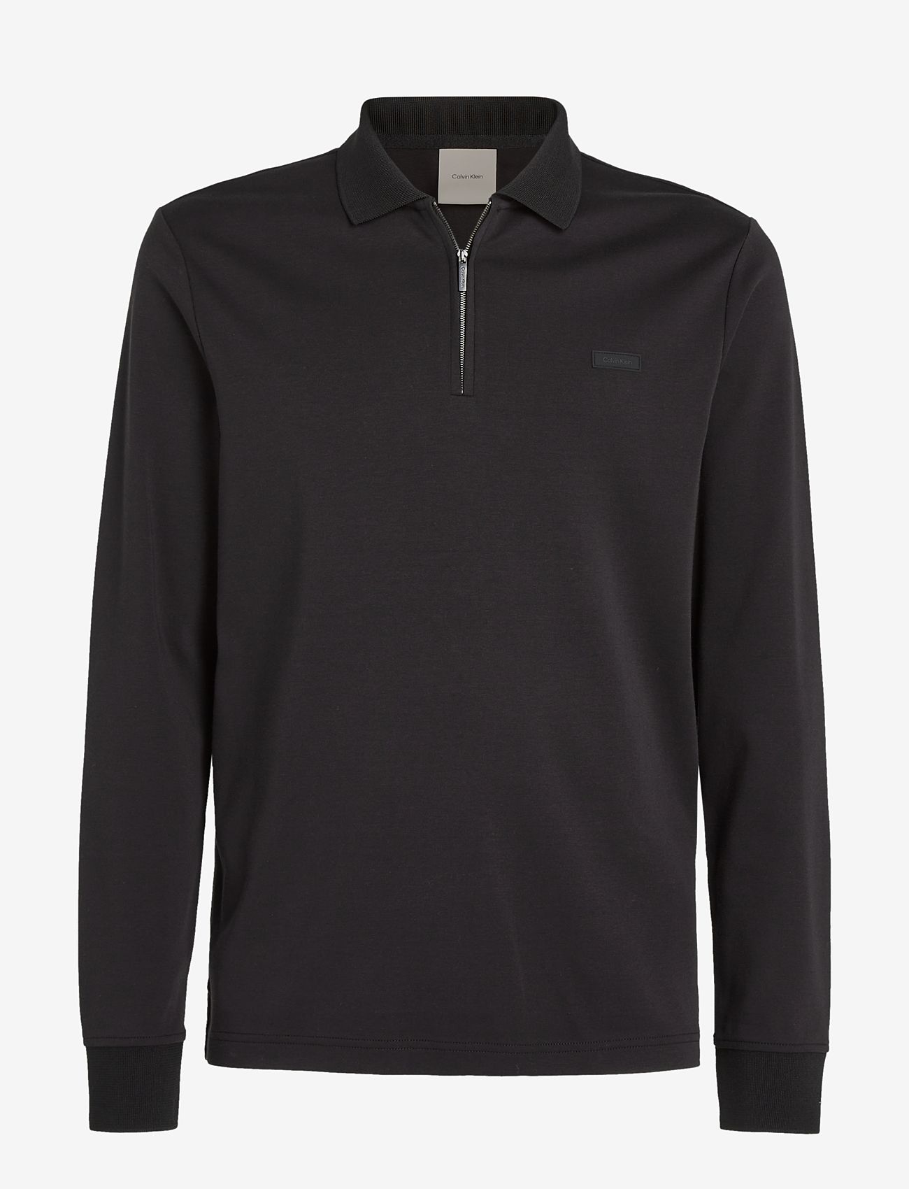 Calvin Klein Mens Black Zip Polo Calvin Klein Liquid Touch Welt