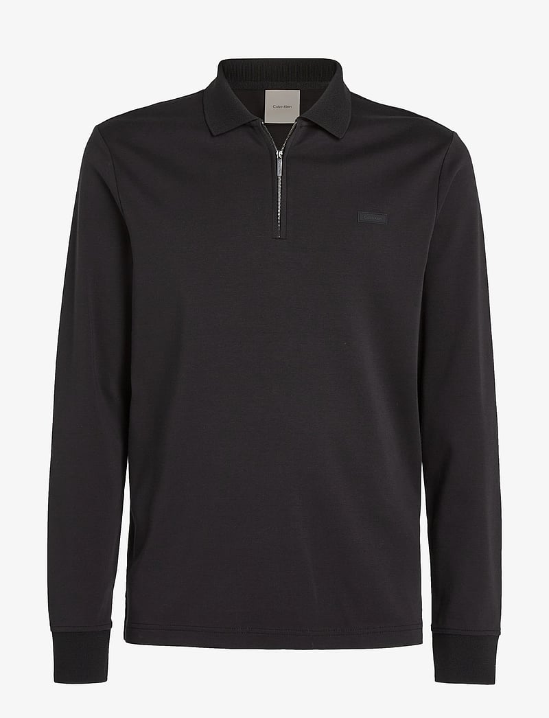 Calvin Klein Mens Black Zip Polo Calvin Klein Liquid Touch Welt