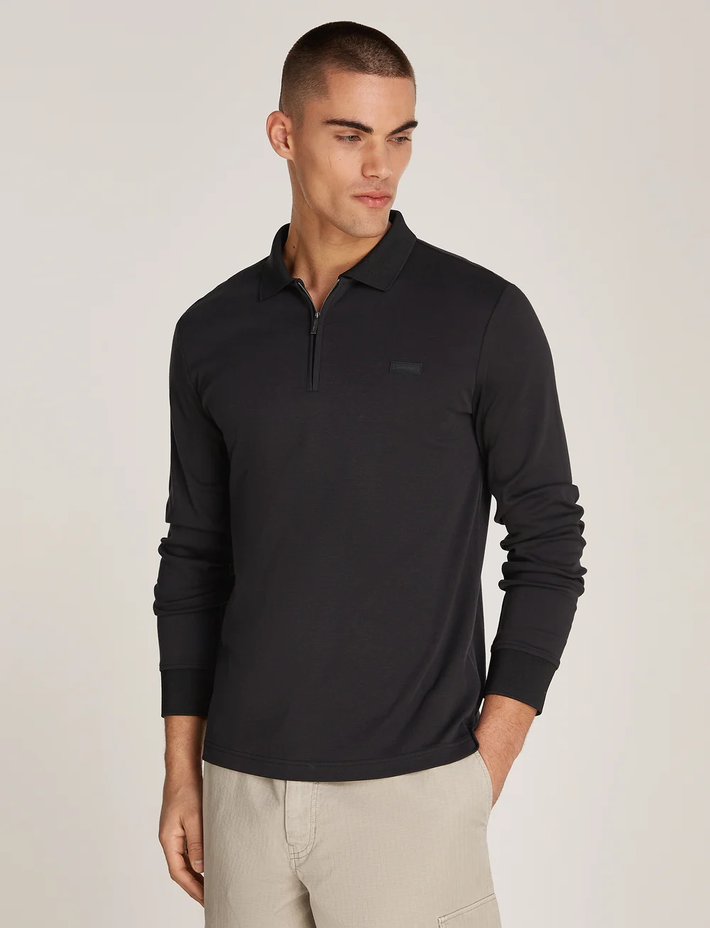 Calvin Klein Liquid Touch Welt Zip Ls Polo Long sleeved polos Boozt