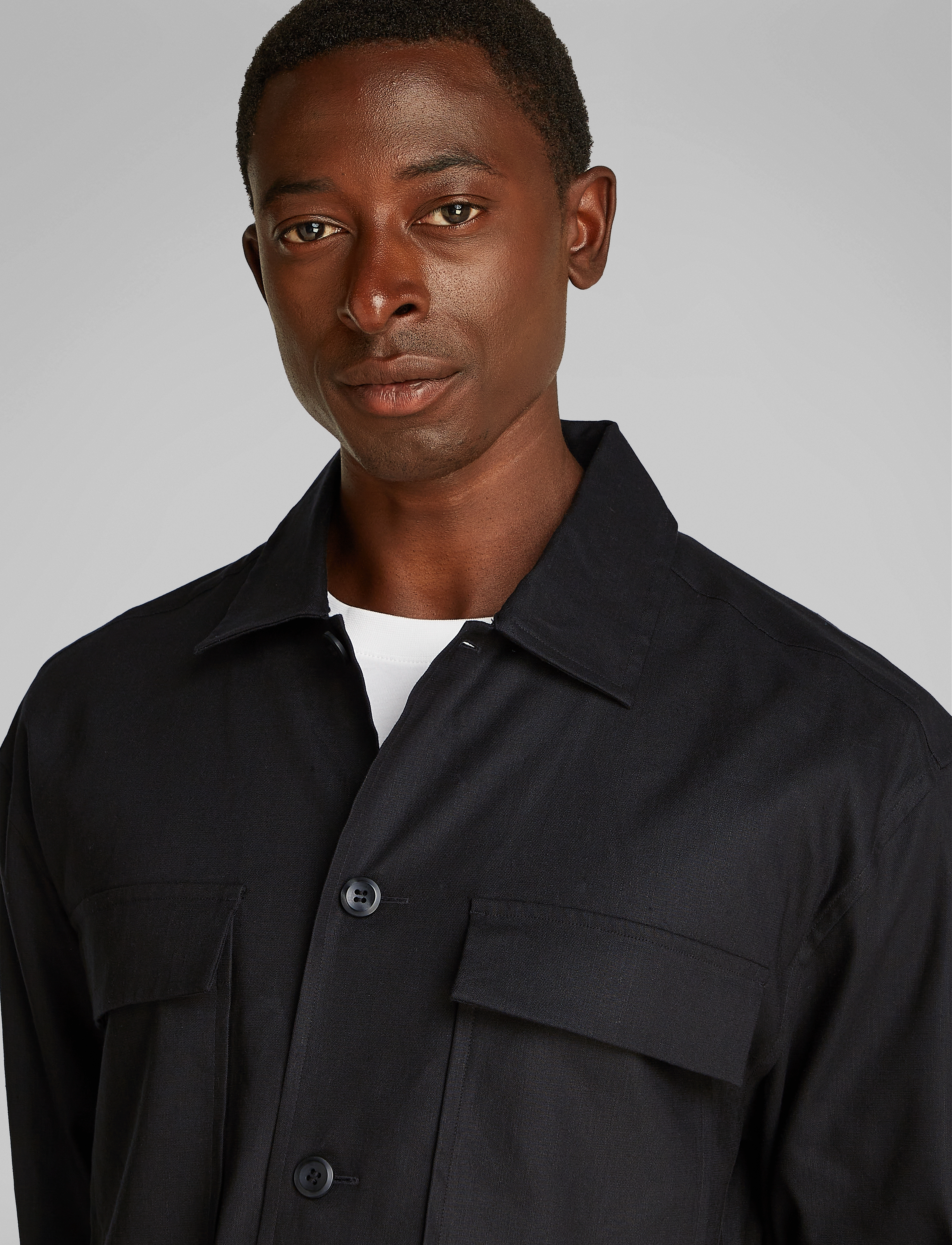 Calvin Klein - LINEN LYOCELL STRETCH OVERSHIRT - ck black - 3