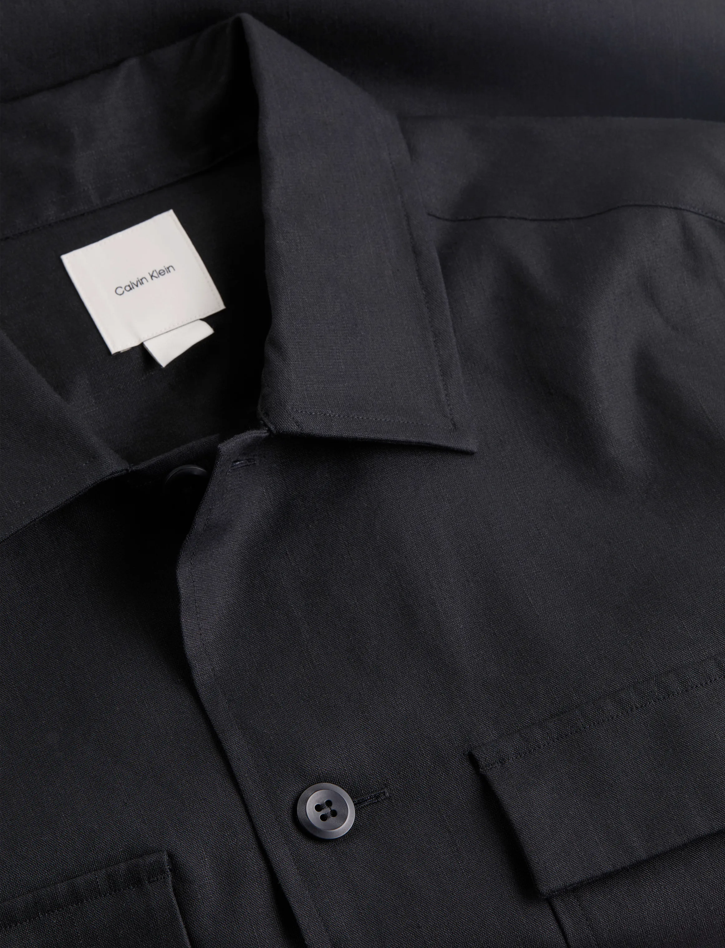 Calvin Klein - LINEN LYOCELL STRETCH OVERSHIRT - ck black - 4