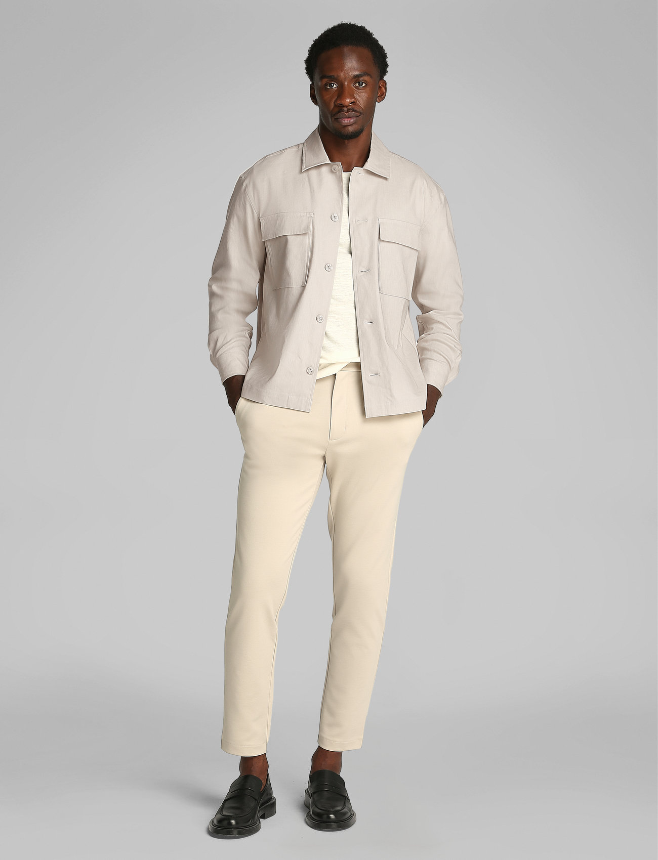 Calvin Klein - LINEN LYOCELL STRETCH OVERSHIRT - silver lining - 0