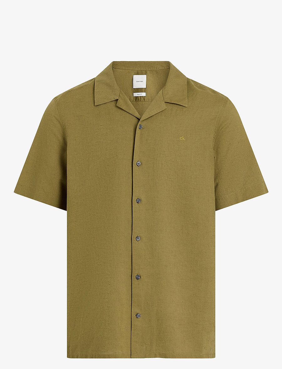 Calvin Klein - LINEN COTTON CUBAN S/S SHIRT - hørskjorter - lizard - 1