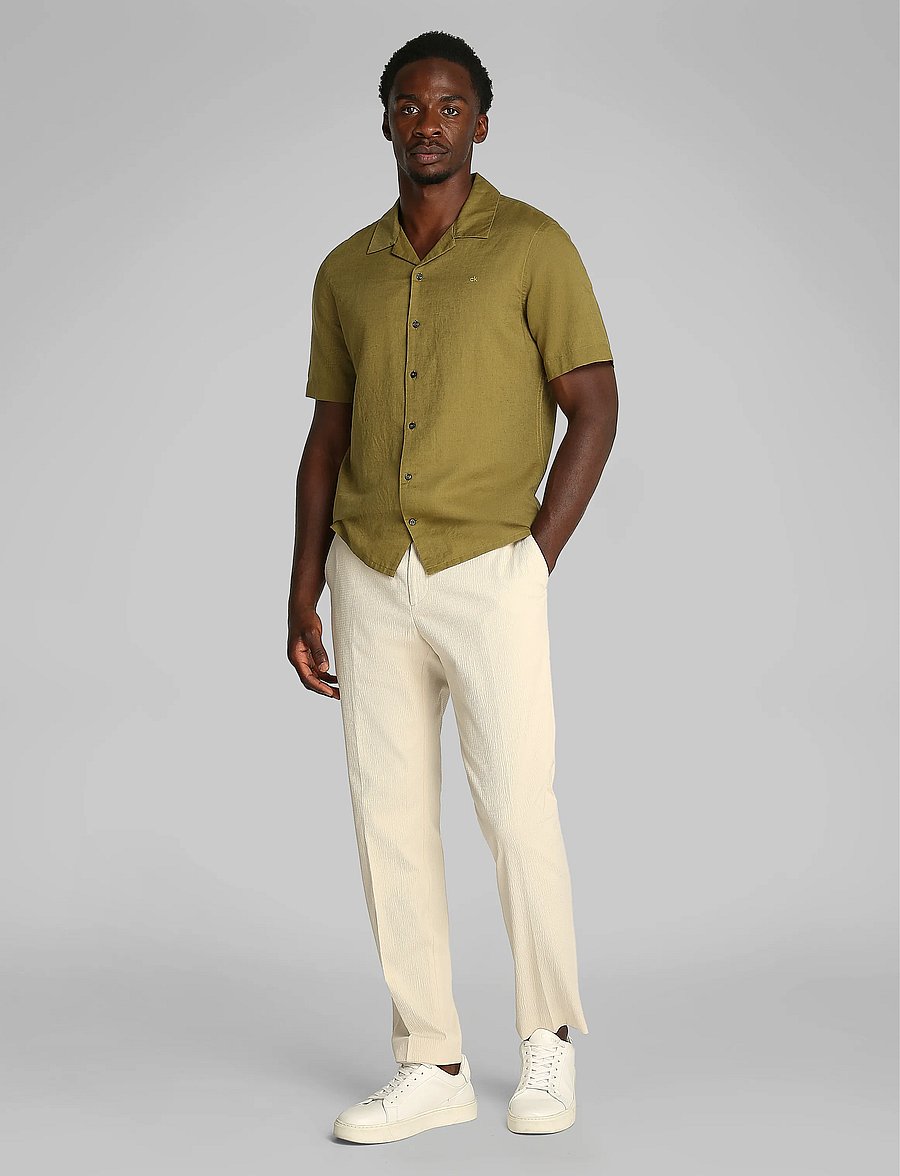 Calvin Klein - LINEN COTTON CUBAN S/S SHIRT - hørskjorter - lizard - 0