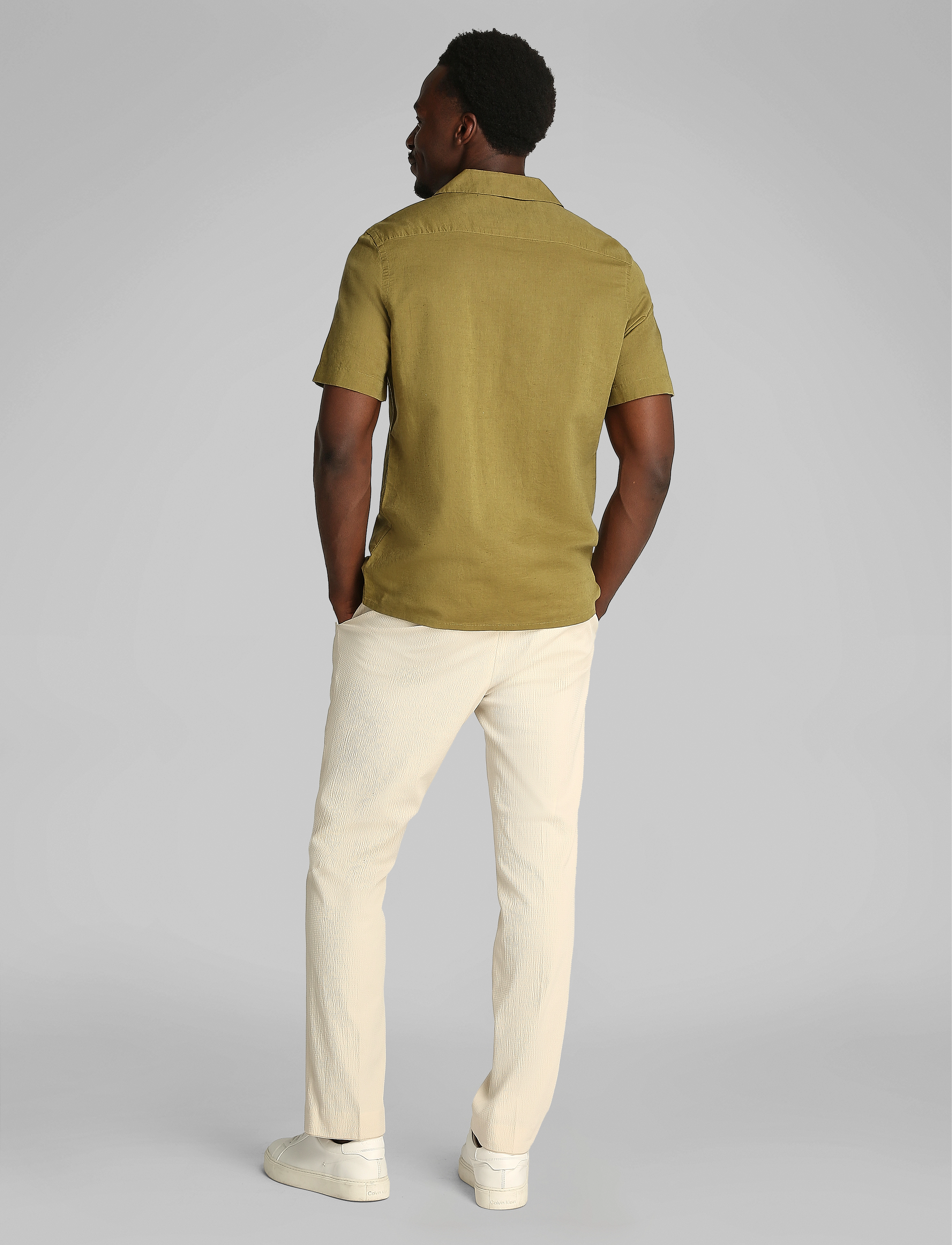 Calvin Klein - LINEN COTTON CUBAN S/S SHIRT - hørskjorter - lizard - 2