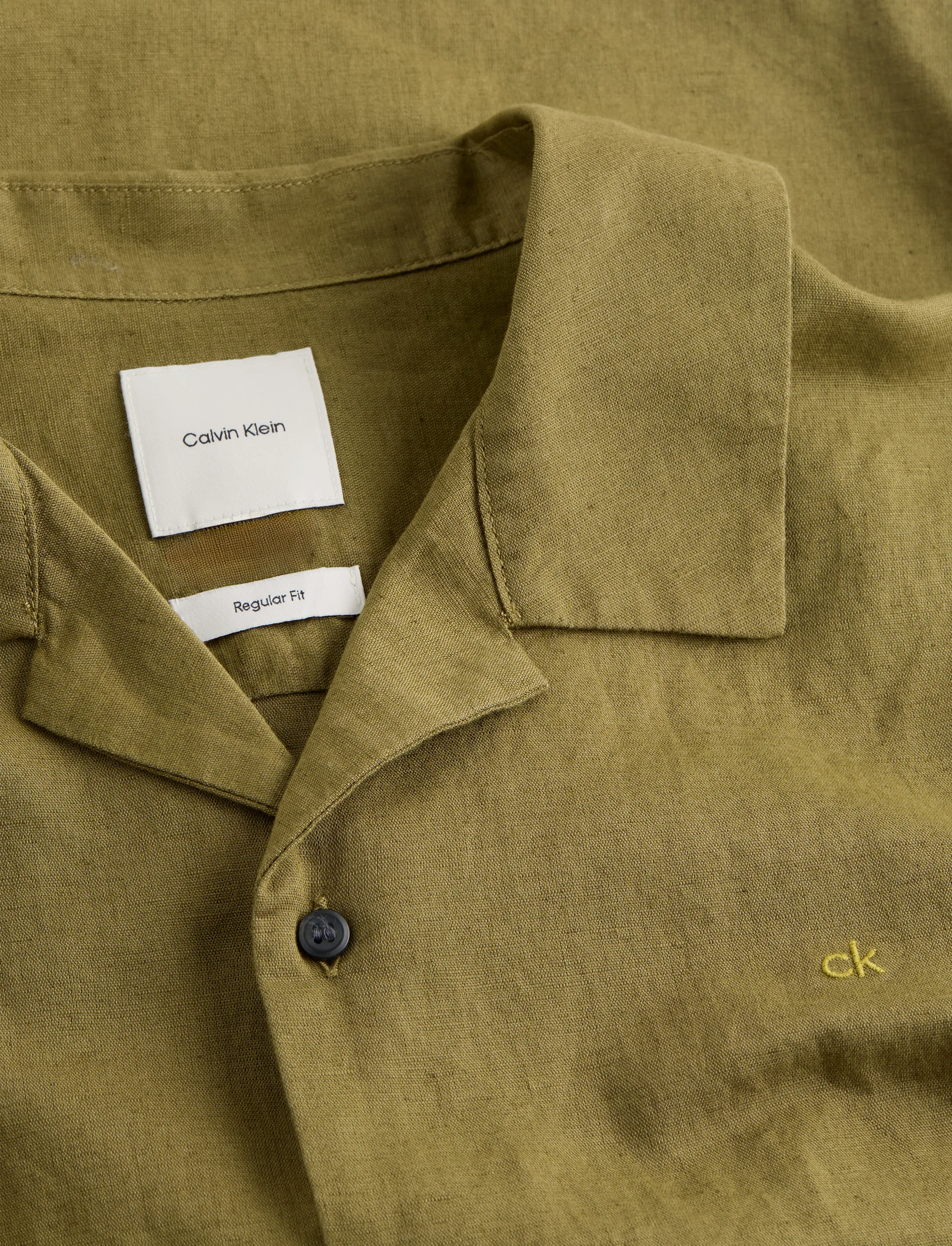 Calvin Klein - LINEN COTTON CUBAN S/S SHIRT - hørskjorter - lizard - 4