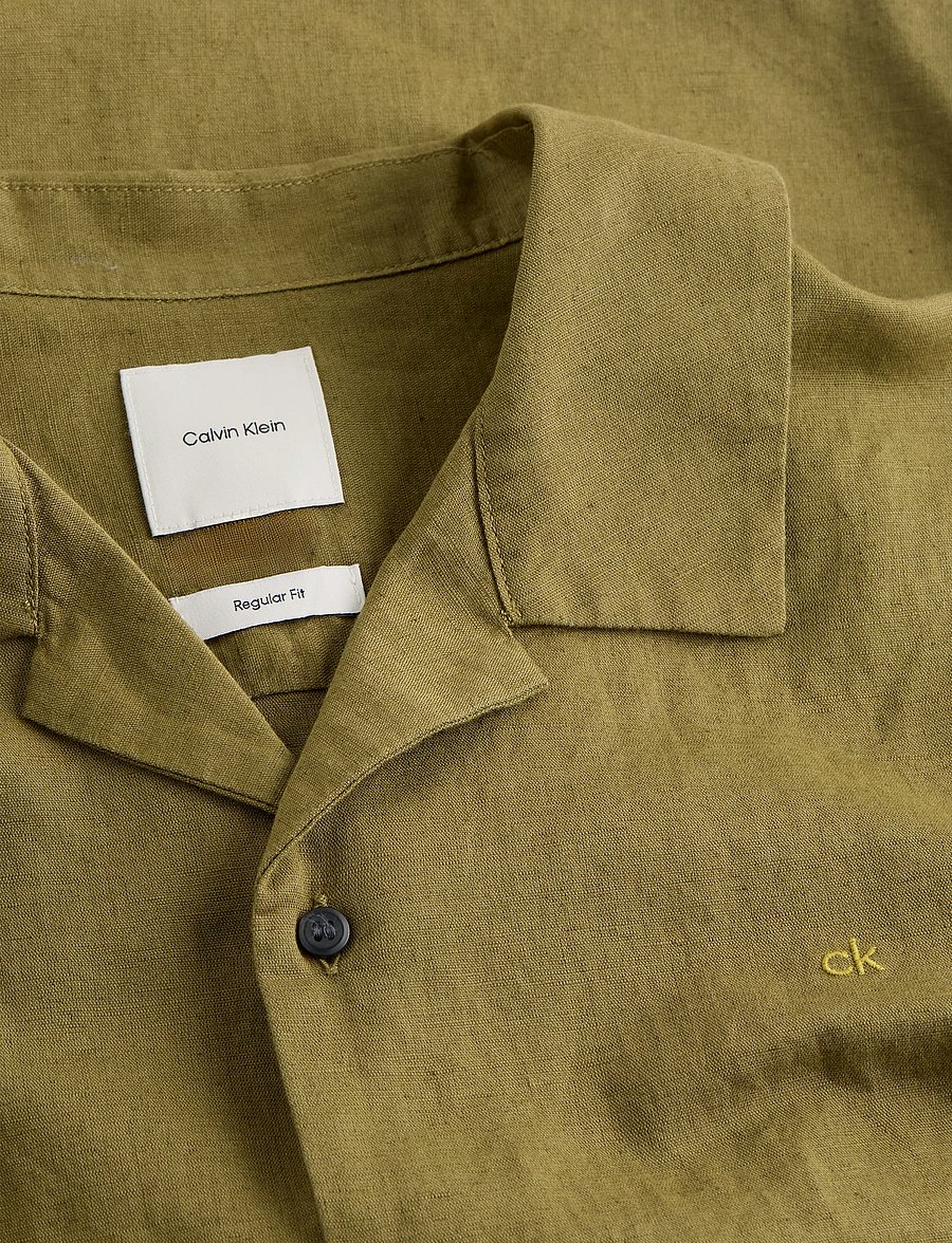 Calvin Klein - LINEN COTTON CUBAN S/S SHIRT - hørskjorter - lizard - 4
