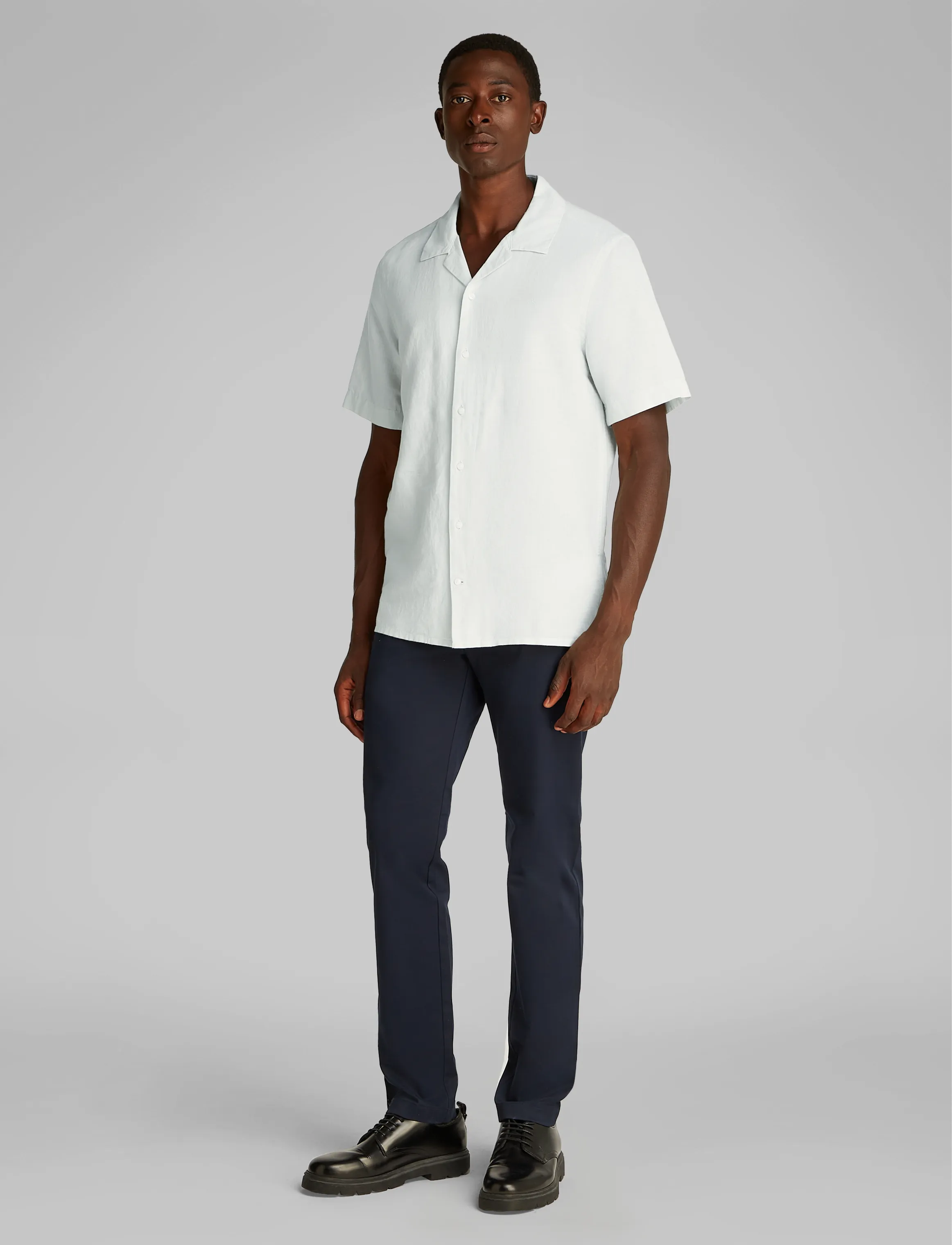 Calvin Klein - LINEN COTTON CUBAN S/S SHIRT - smoke - 0