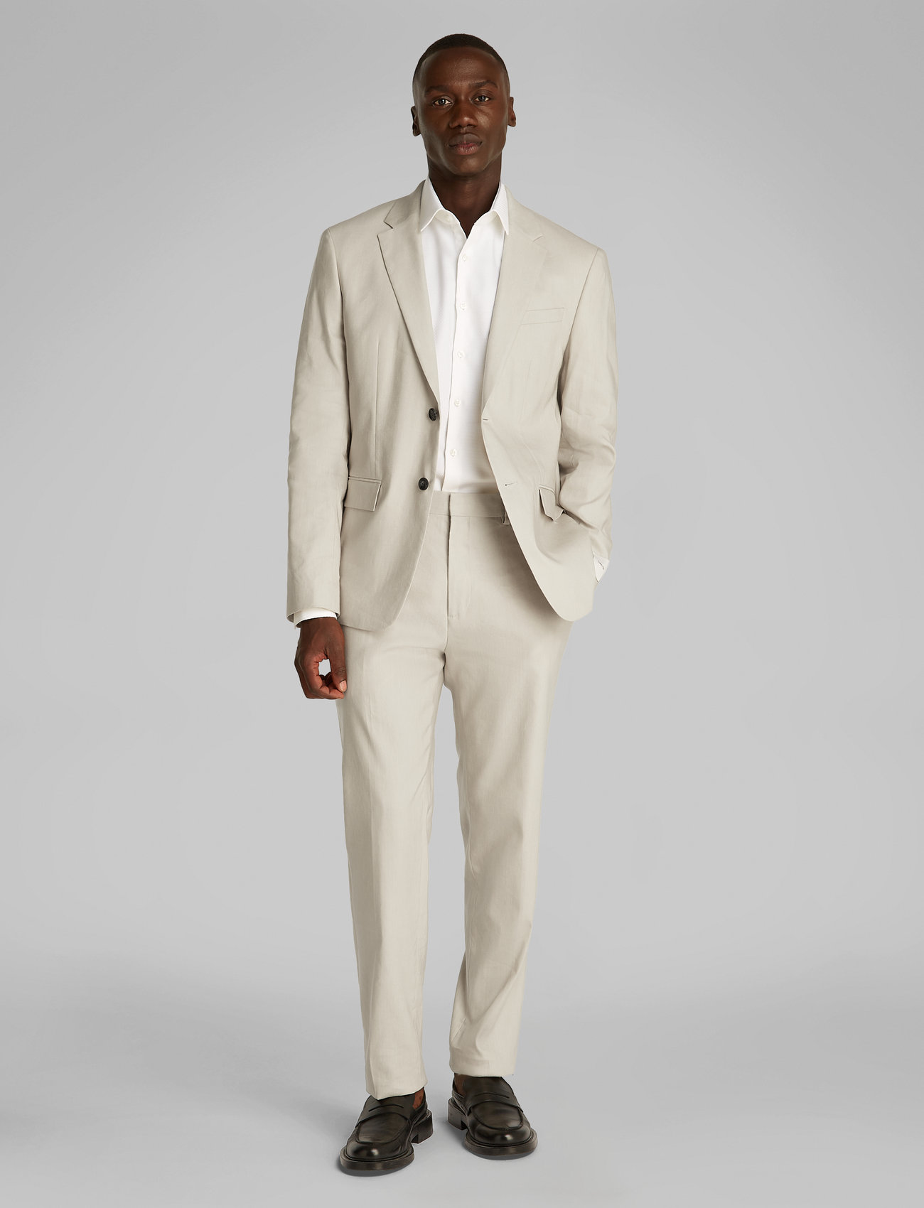 Calvin Klein - LINEN LYOCELL STRETCH BLAZER - einreiher - silver lining - 0