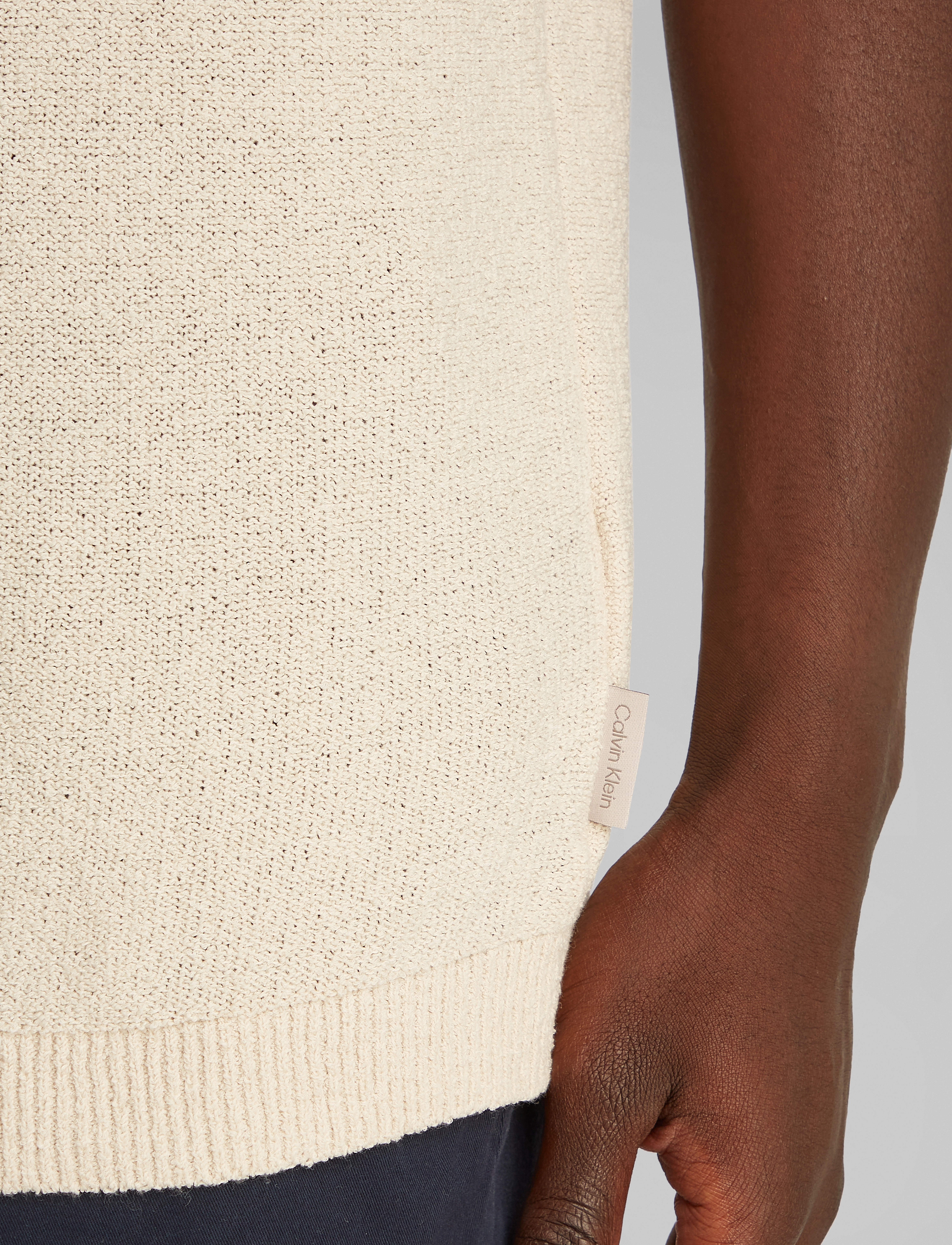 Calvin Klein - TAPE YARN HIDDEN PLACKET POLO - oatmeal - 3
