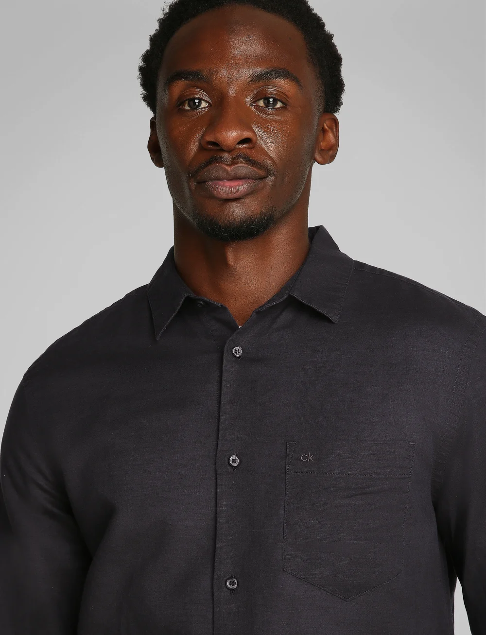 Calvin Klein - LINEN COTTON REGULAR L/S SHIRT - hørskjorter - ck black - 3