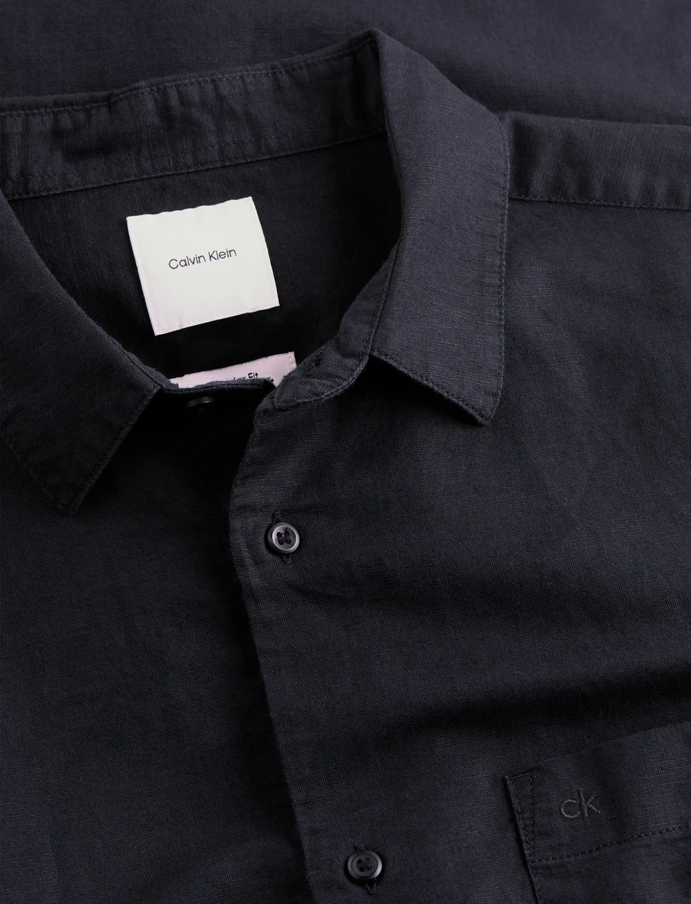 Calvin Klein - LINEN COTTON REGULAR L/S SHIRT - hørskjorter - ck black - 4
