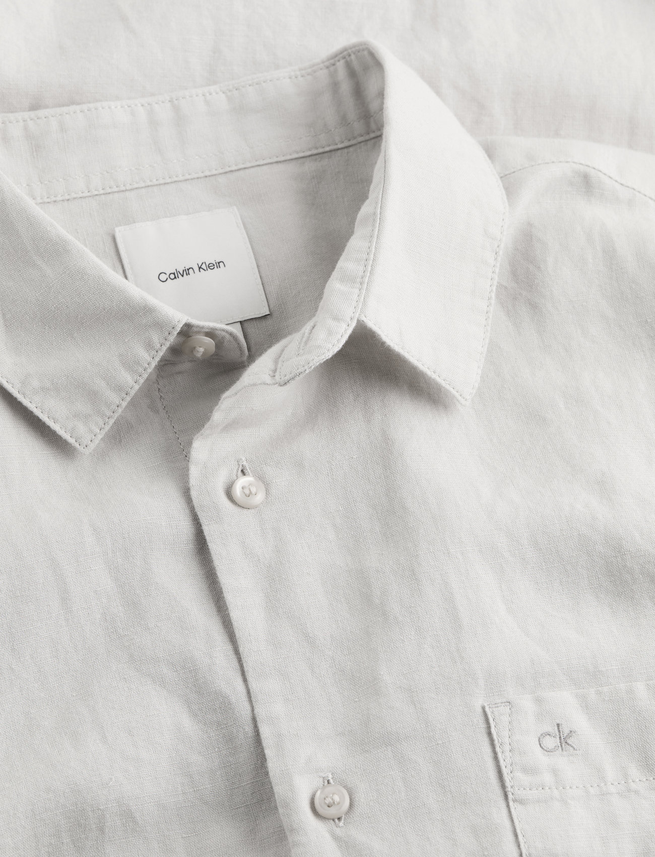 Calvin Klein - LINEN COTTON REGULAR L/S SHIRT - hørskjorter - silver lining - 4