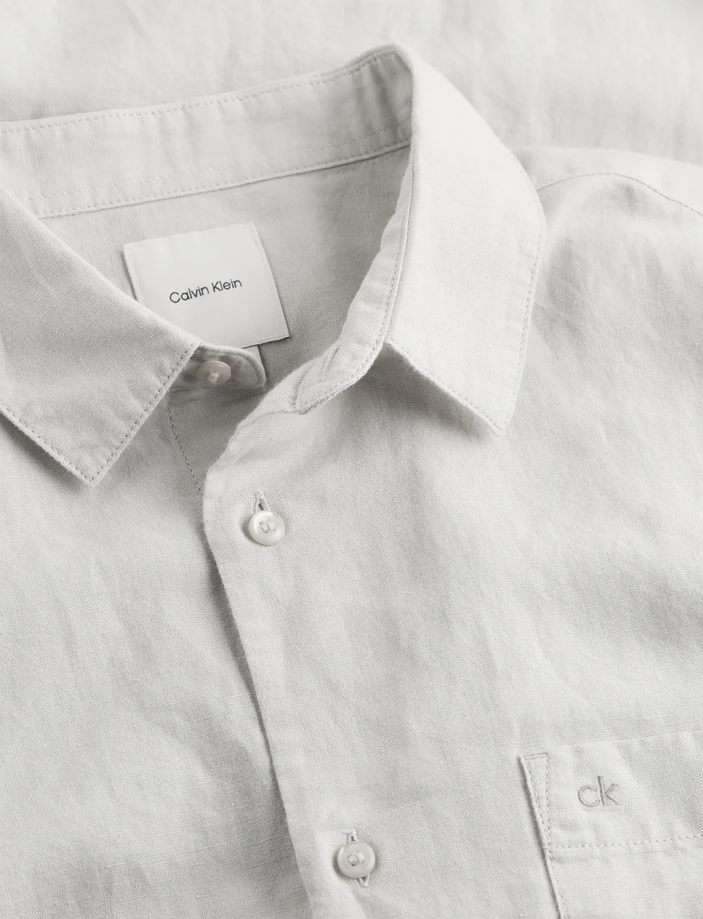 Calvin Klein - LINEN COTTON REGULAR L/S SHIRT - leinenhemden - silver lining - 4