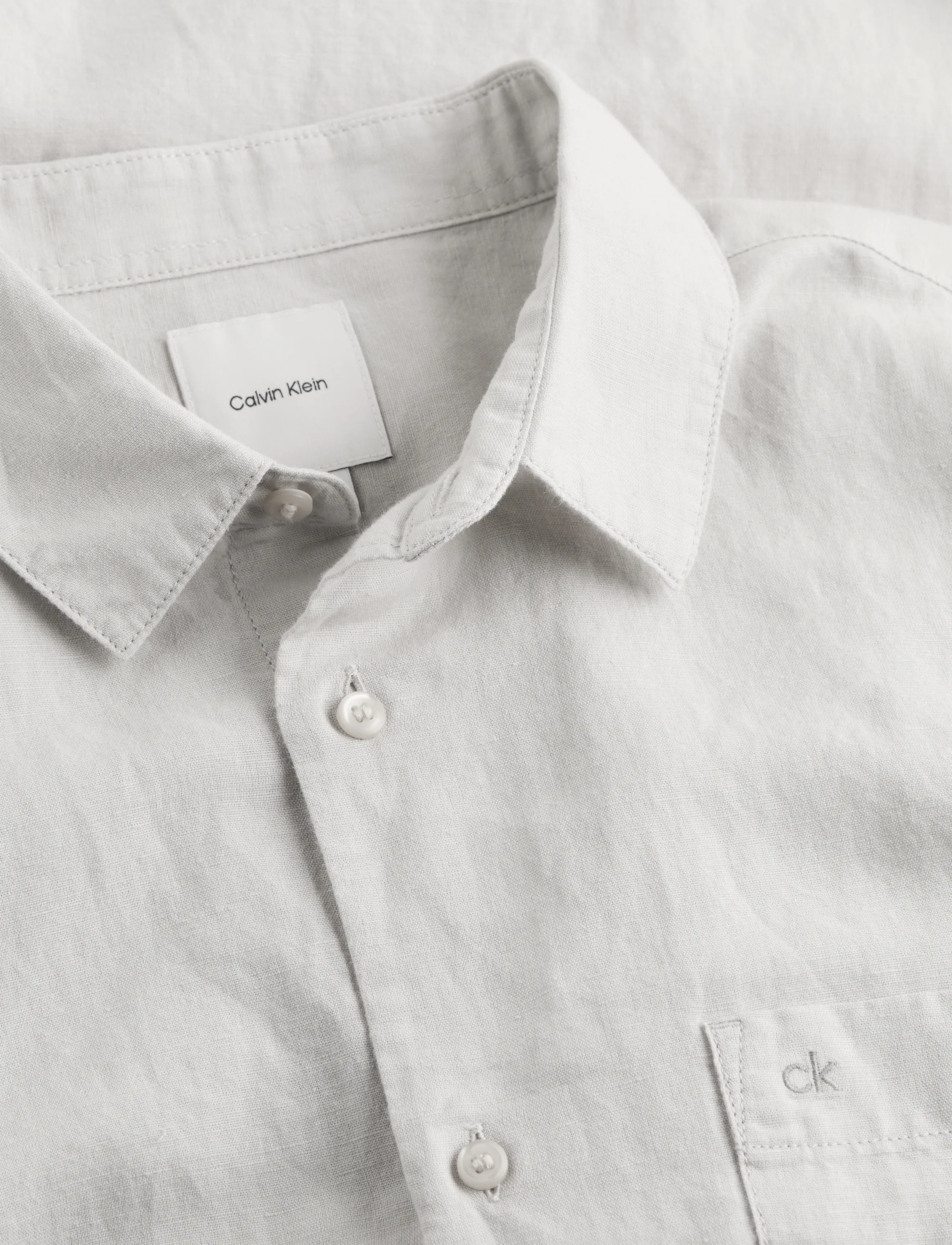 Calvin Klein - LINEN COTTON REGULAR L/S SHIRT - silver lining - 4