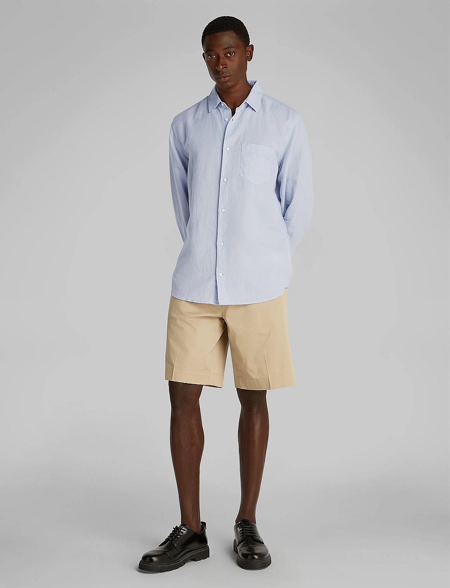 Calvin Klein - LINEN COTTON REGULAR L/S SHIRT - leinenhemden - zen blue - 0
