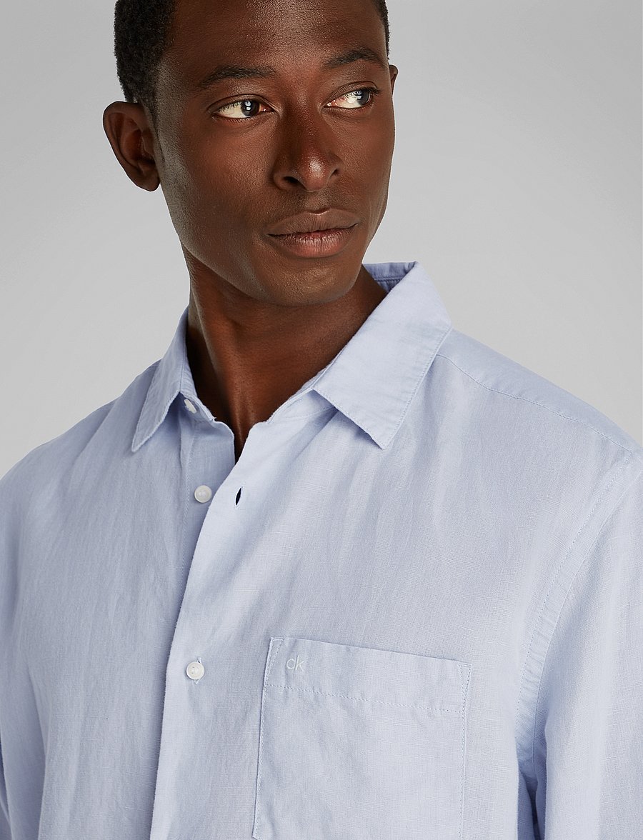 Calvin Klein - LINEN COTTON REGULAR L/S SHIRT - leinenhemden - zen blue - 3