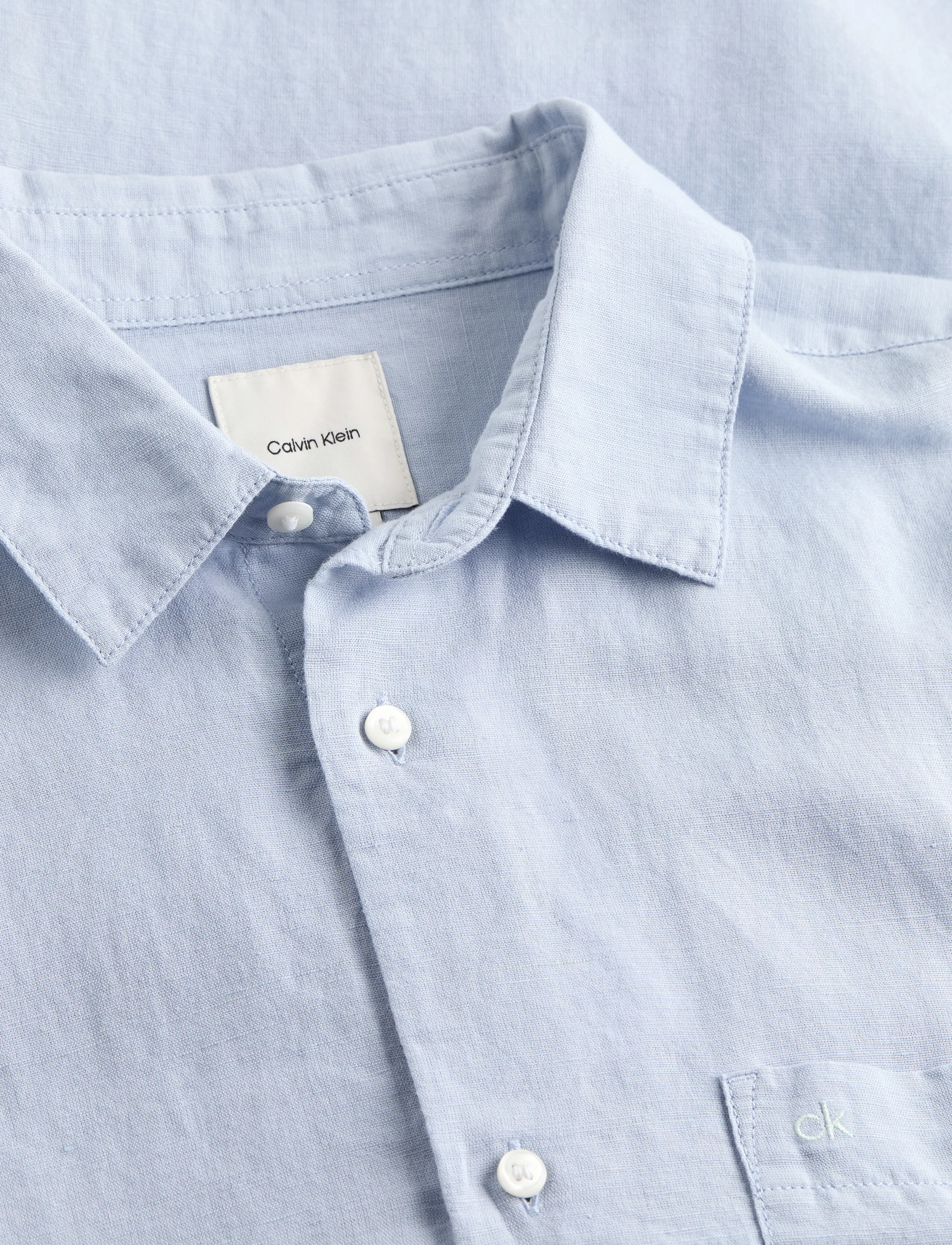 Calvin Klein - LINEN COTTON REGULAR L/S SHIRT - leinenhemden - zen blue - 4