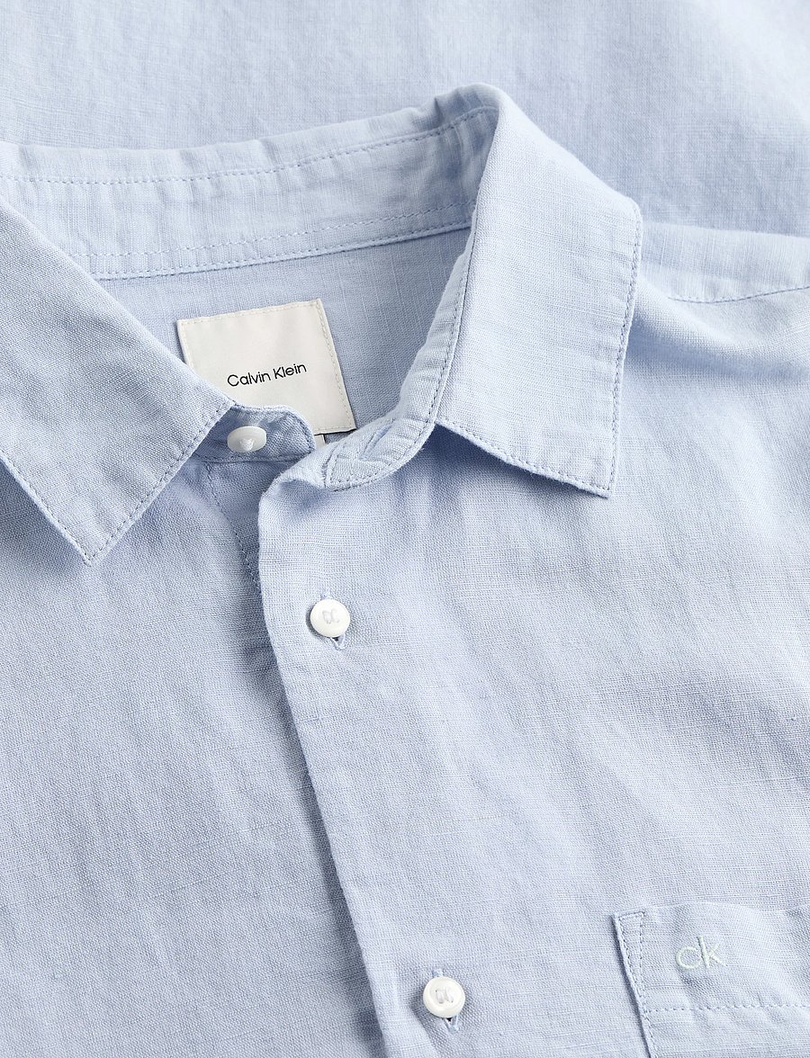Calvin Klein - LINEN COTTON REGULAR L/S SHIRT - leinenhemden - zen blue - 4