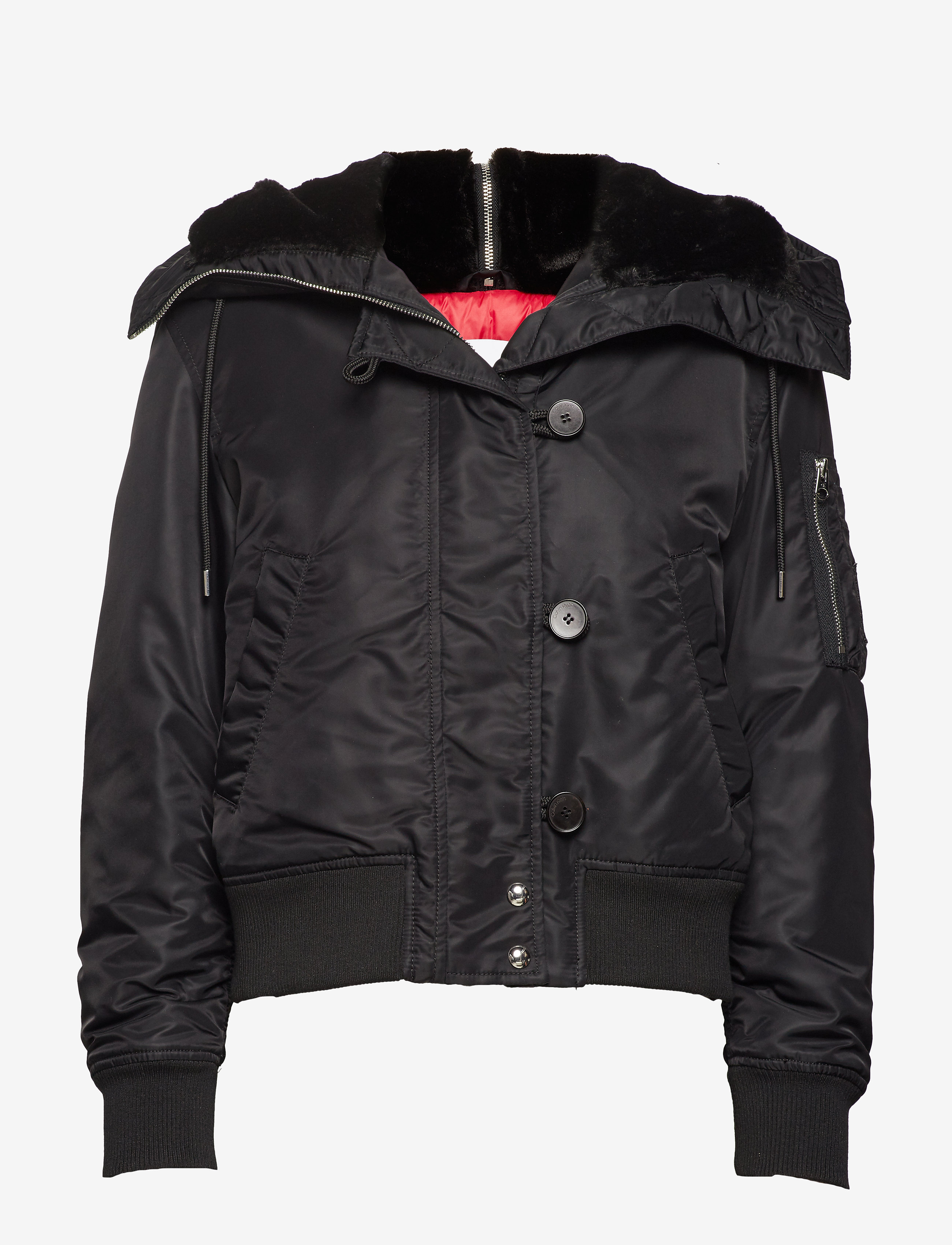 Calvin Klein - HOODED FAUX FUR JKT - black - 1