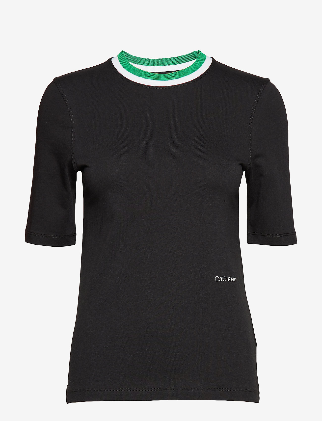 Calvin Klein - VISCOSE RIB DETAIL TEE - perfect black - 0