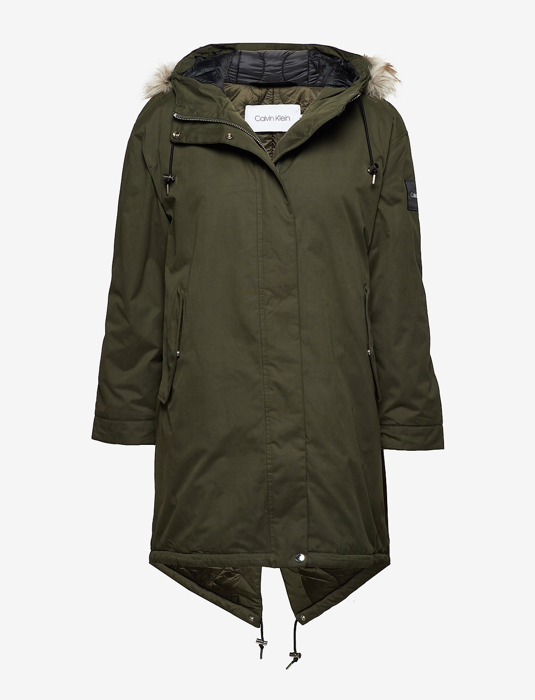 Calvin Klein Peached Down Parka Dark Olive Green 349 Boozt