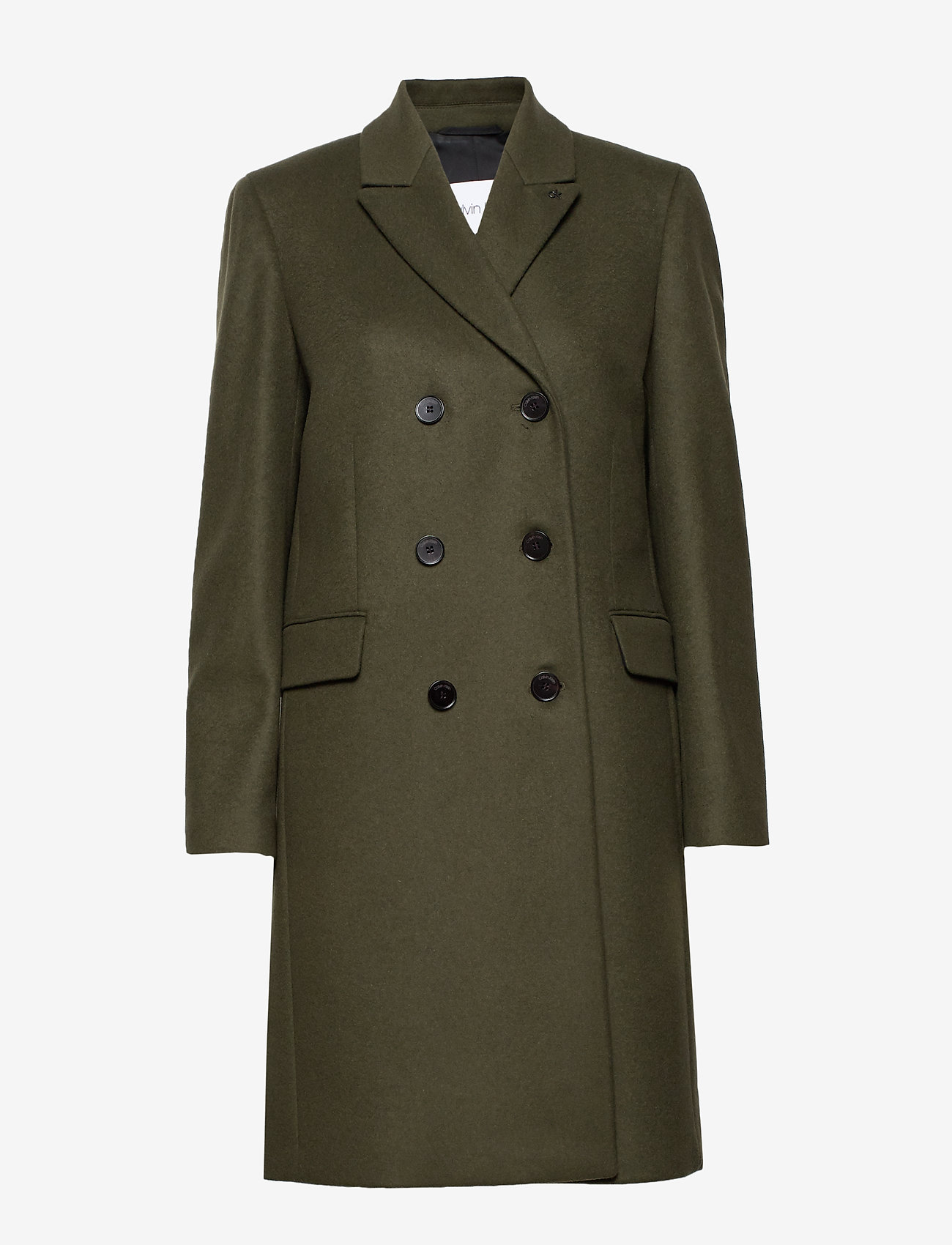 Calvin Klein - DOUBLE BREASTED CASHMERE CROMBIE - military olive - 0