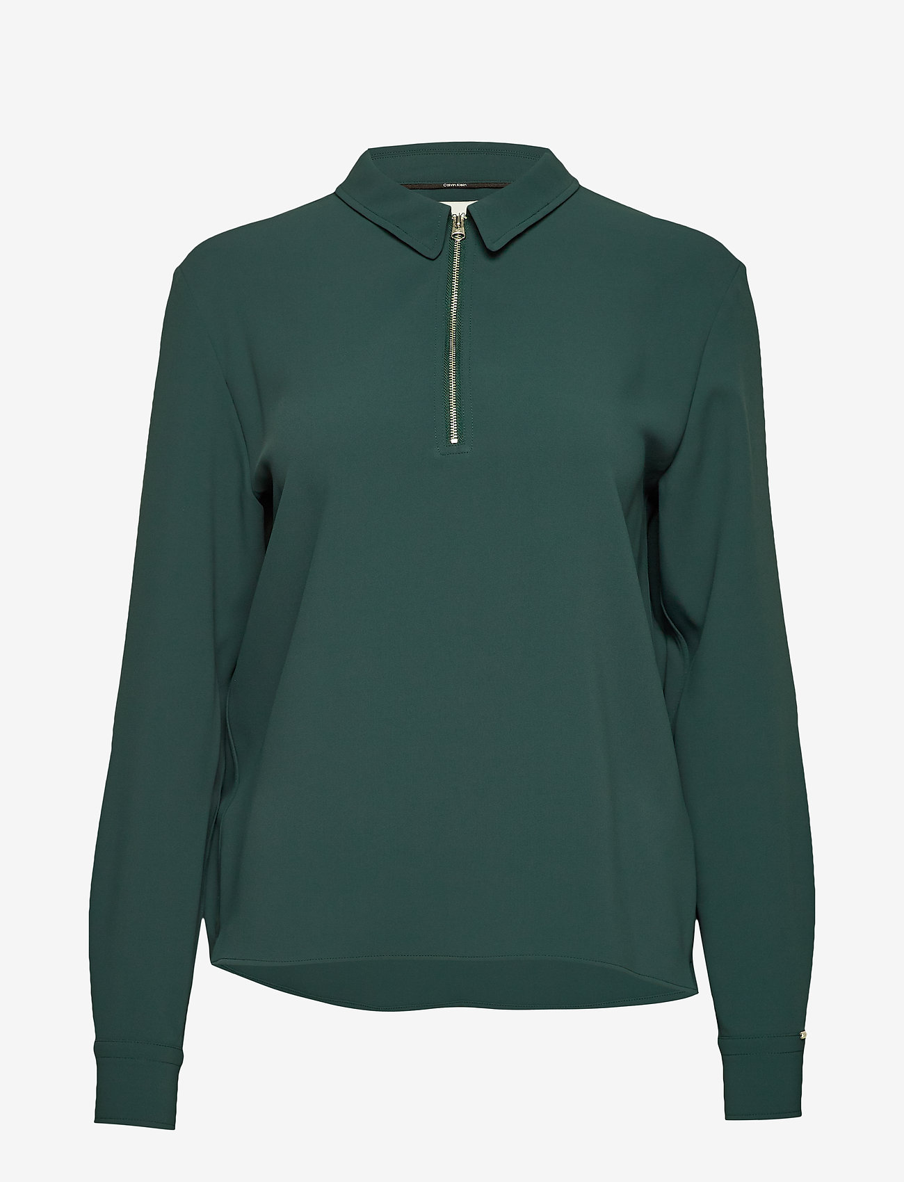 Calvin Klein - TRAVEL CREPE LS ZIP DETAIL TOP - dark teal - 0