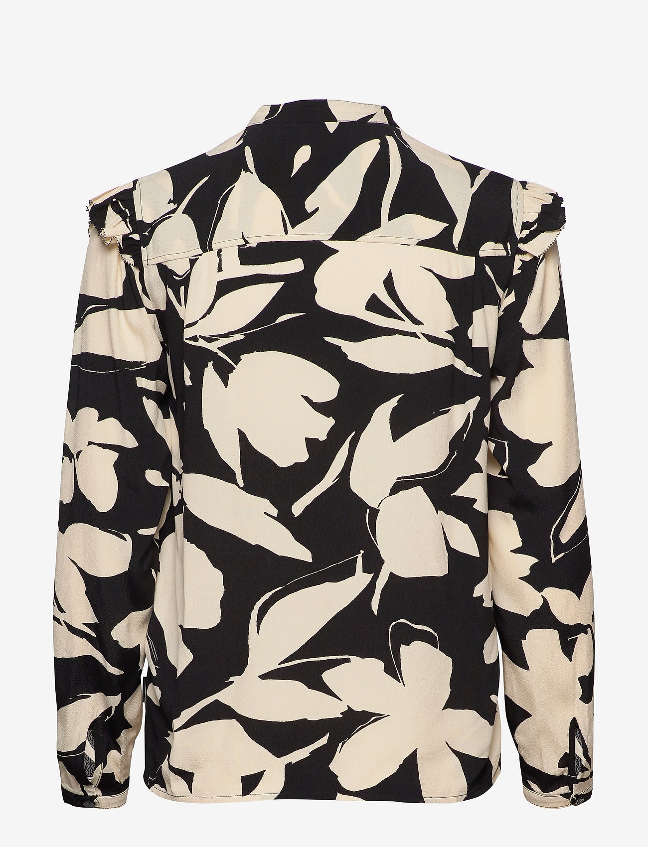 Calvin Klein - PRT LS FRILL TRIM BLOUSE - bold floral - black / macadamia - 1