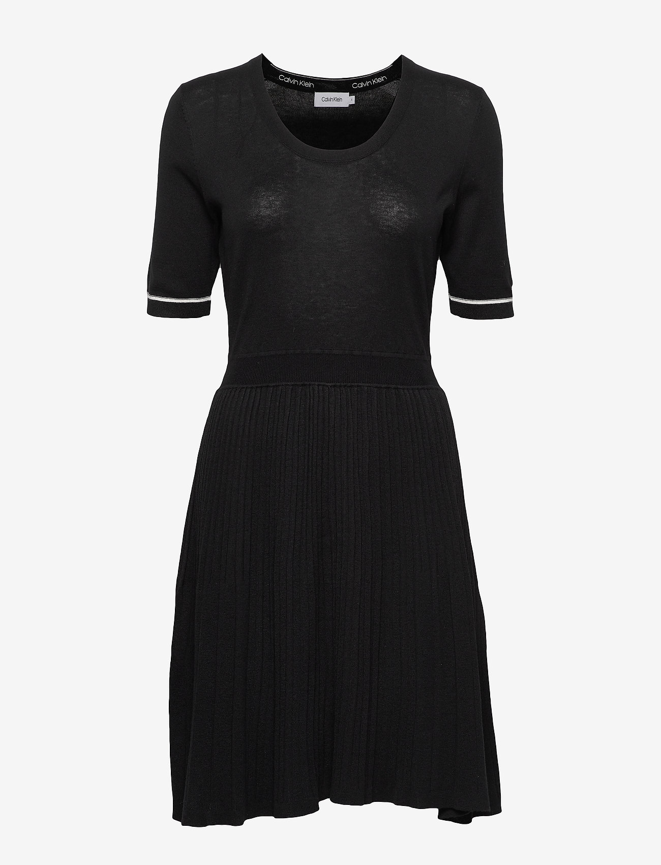 Calvin Klein - 3/4 SLV FIT & FLARE PLISSE DRESS - calvin black - 0